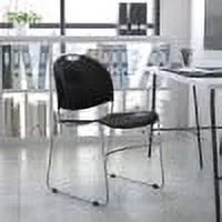 Flash Furniture HERCULES Series 880 lb. Capacity Black Ultra-Compact Stack Chair with Chrome Frame