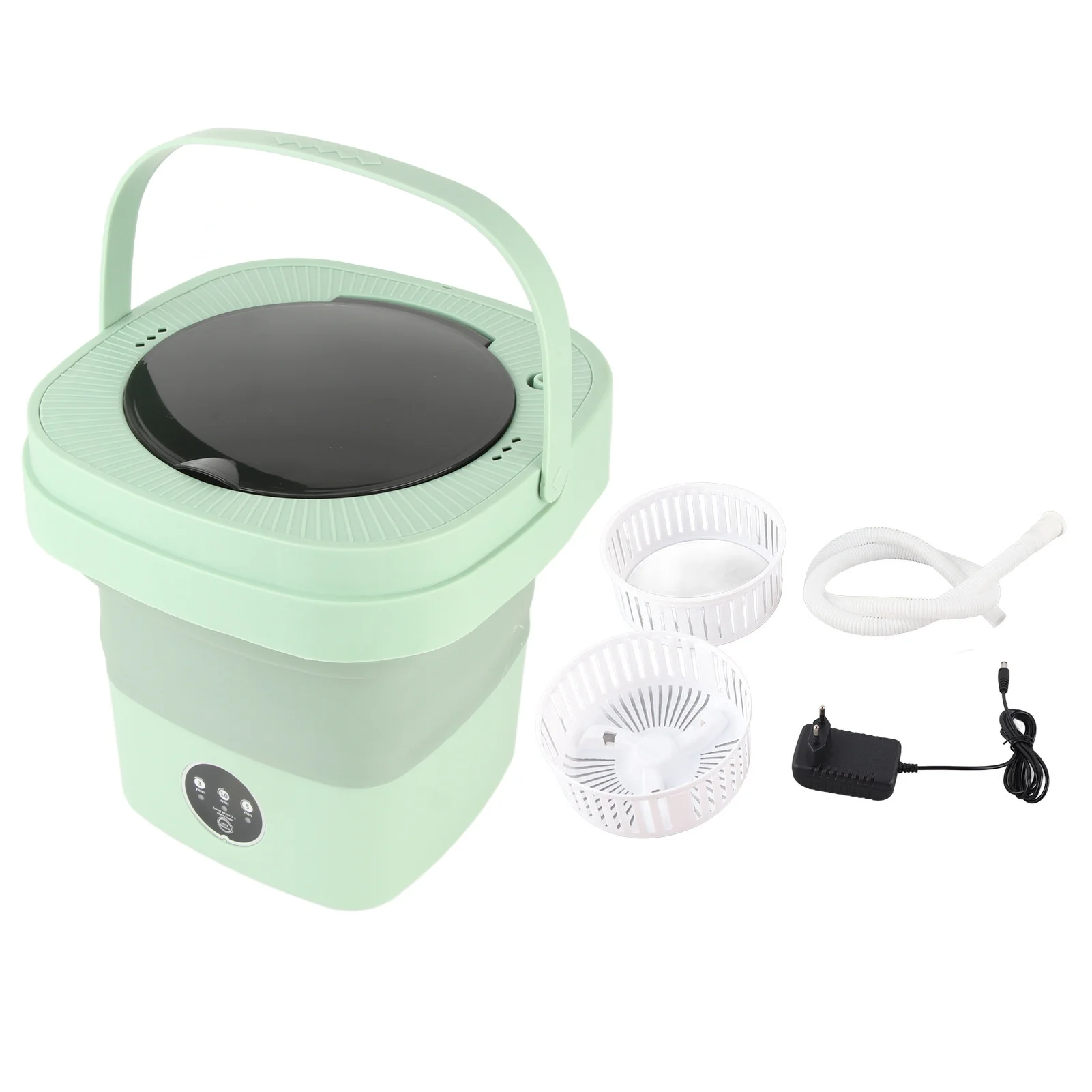 Folding Washing Machine Full Automatic Small Underwear Foldable Washer for Dormitory EU Plug 100?240V Green