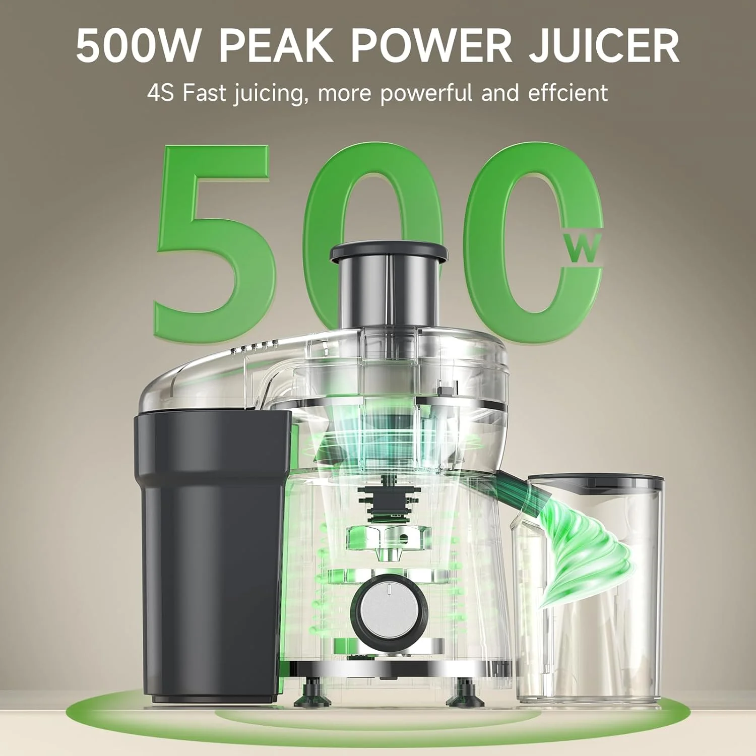 Juicer Machine 500W, 3 Speed Centrifugal Juicer Extractor with Wide Mouth 3�� Feed Chute for Fruit Vegetable, High Yield Juicer
