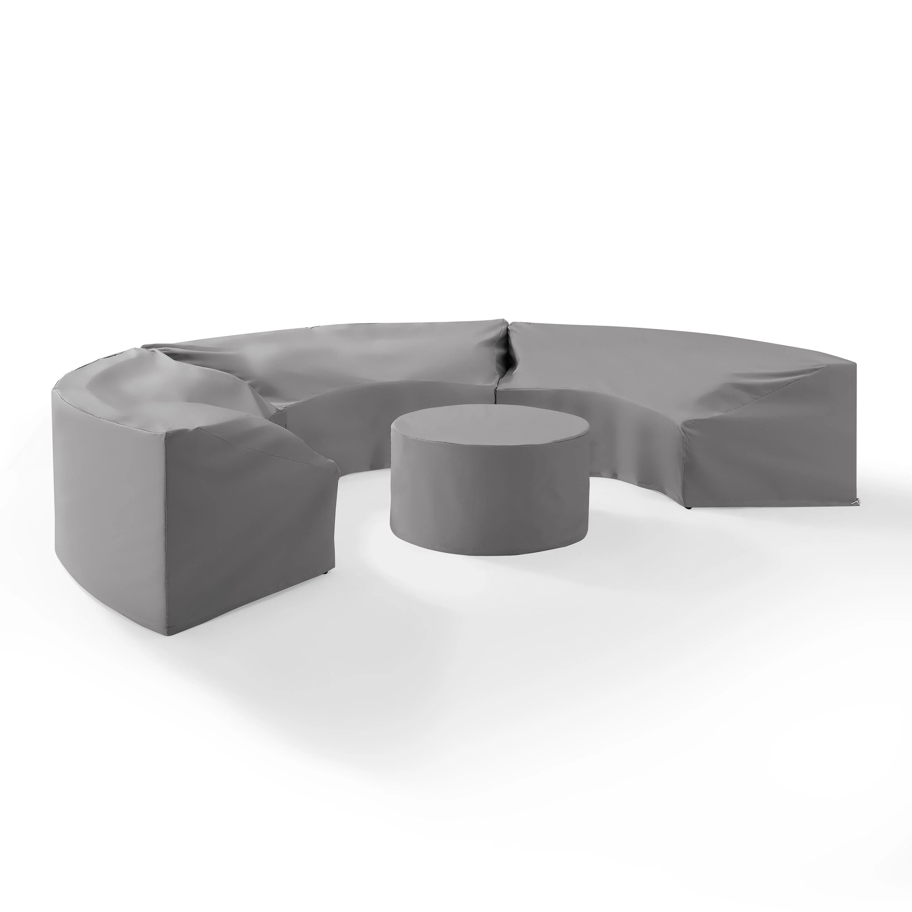 Crosley Furniture Catalina 4Pc Furniture Cover Set Gray - 3 Round Sectional Sofas & Coffee Table