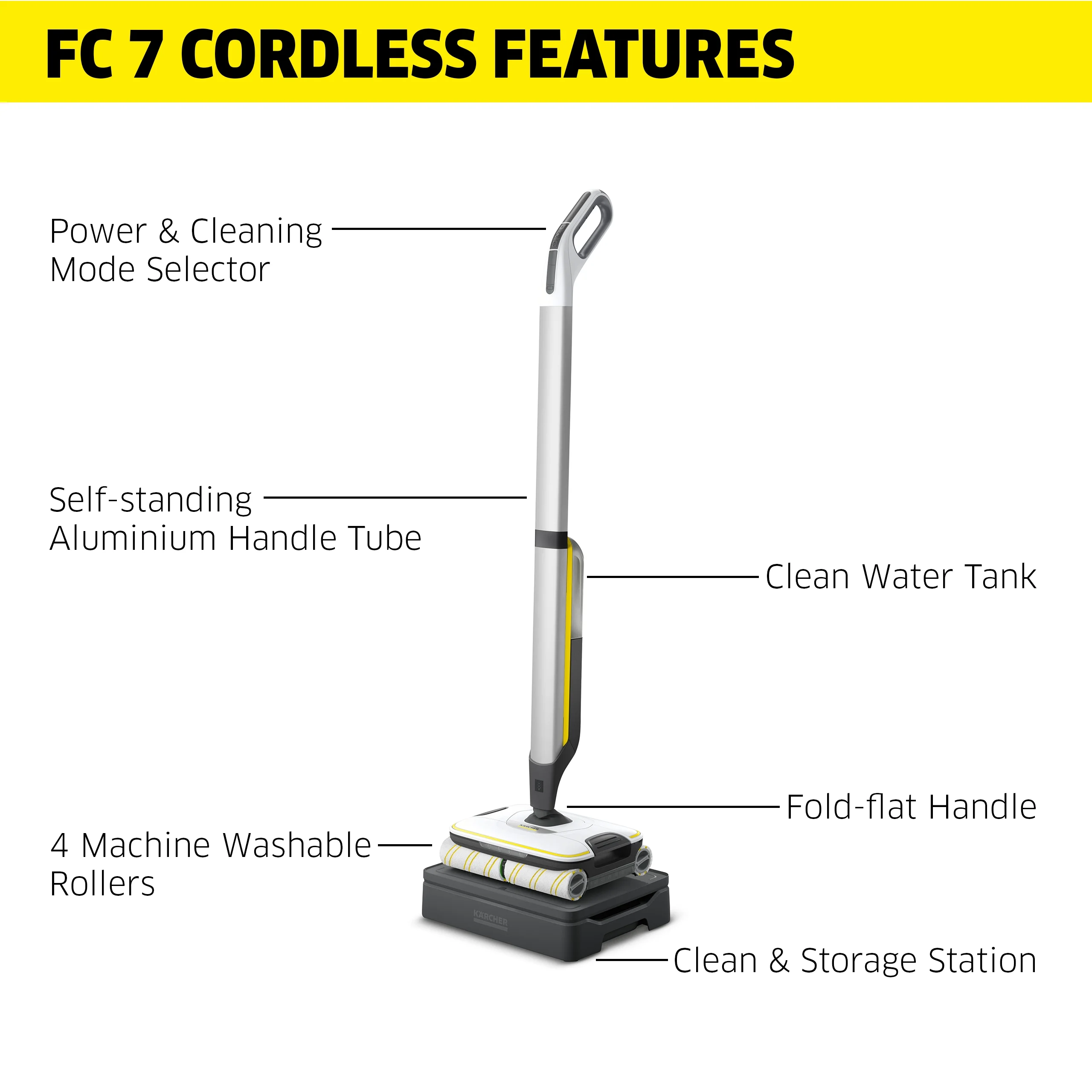 Karcher FC 7 Cordless Electric Hard Floor Cleaner Mop, Cleans Wood, Laminate, Tile, Stone