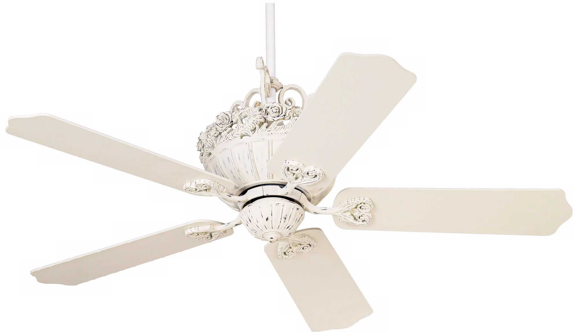 52' Casa Vieja Shabby Chic Indoor Ceiling Fan Antique Floral Scroll Rubbed White for Living Room Kitchen Bedroom Family Dining