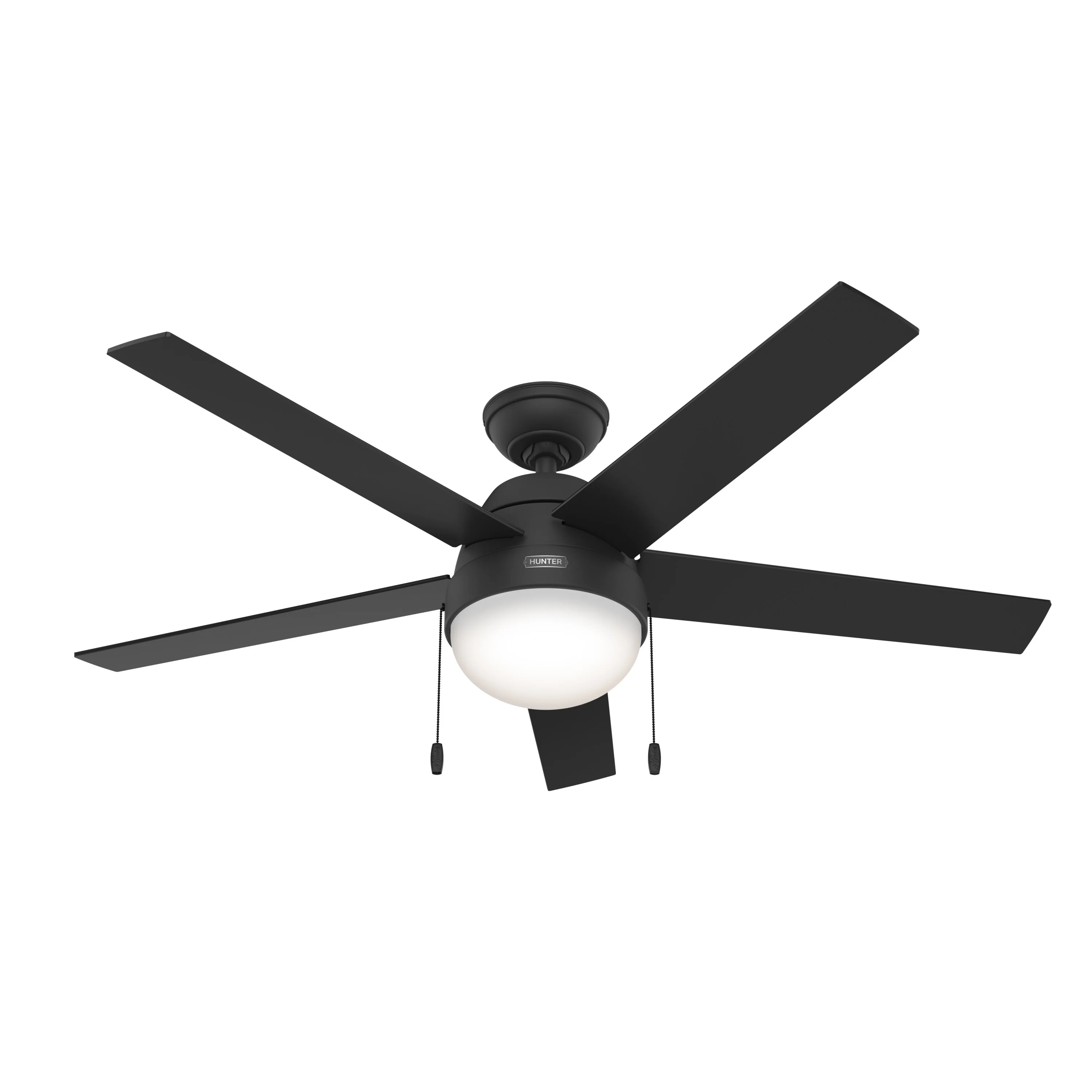 HUNTER - 52385 - Hunter 52 inch Anslee Matte Black Ceiling Fan with LED Light Kit and Pull Chain