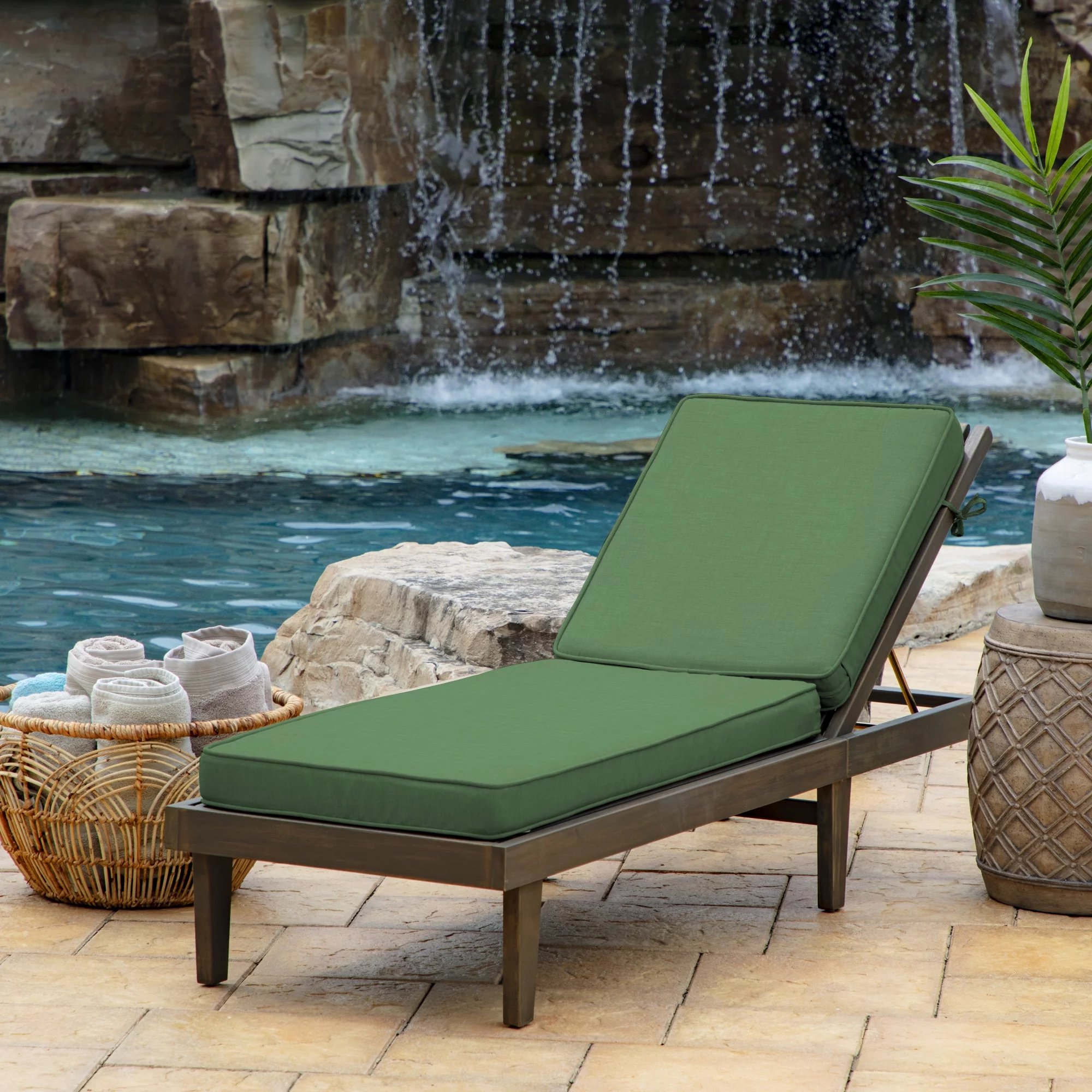 Arden Selections ProFoam 72 x 21 in Outdoor Chaise Cushion Cover, Moss Green Leala