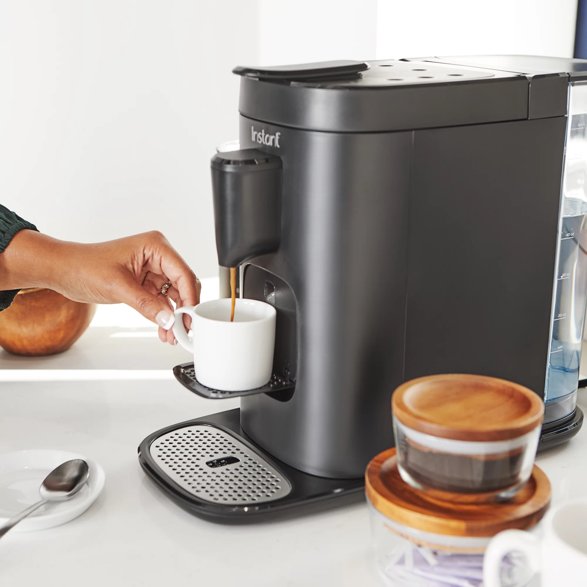 Instant Pot Multi-Pod Single Brew Coffee and Espresso Maker, Fits Nespresso Capsules and K-Cup Pods with Reusable Coffee Pod for Ground Coffee, 2 to 12 oz. Brew Sizes, 68 oz Water Reservoir