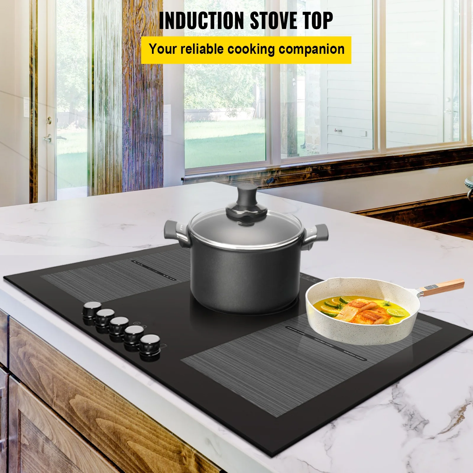 BENTISM Electric Induction Cooktop Built-in Stove Top 30in 5 Burners 220V