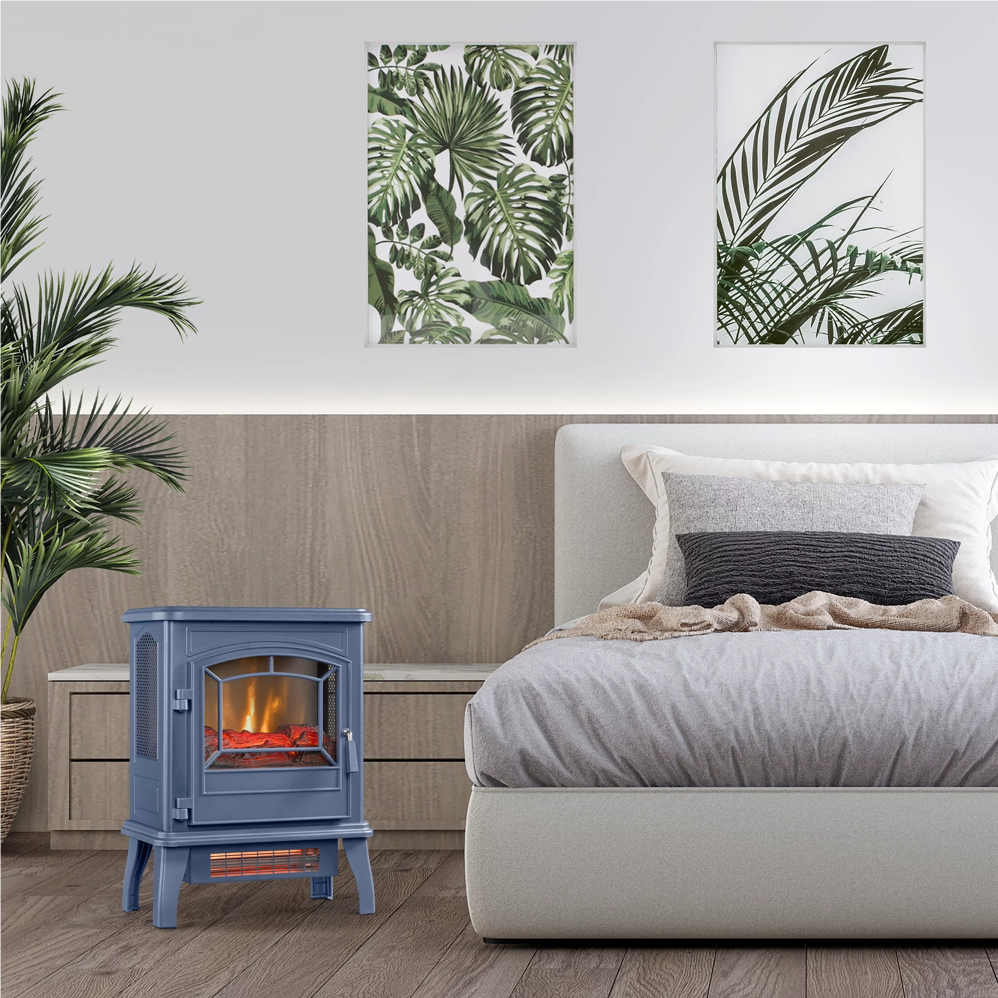 ClassicFlame 17.5'W Infrared Quartz Electric Stove Heater, Insignia Blue