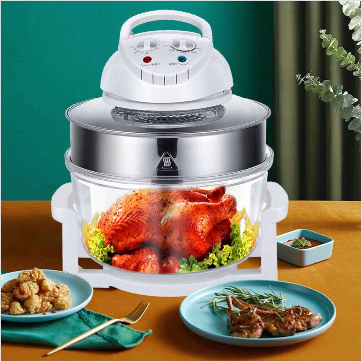 17L Glass Air Fryer Glass Infrared Convection Oven Roaster 360�� Heating Cooker
