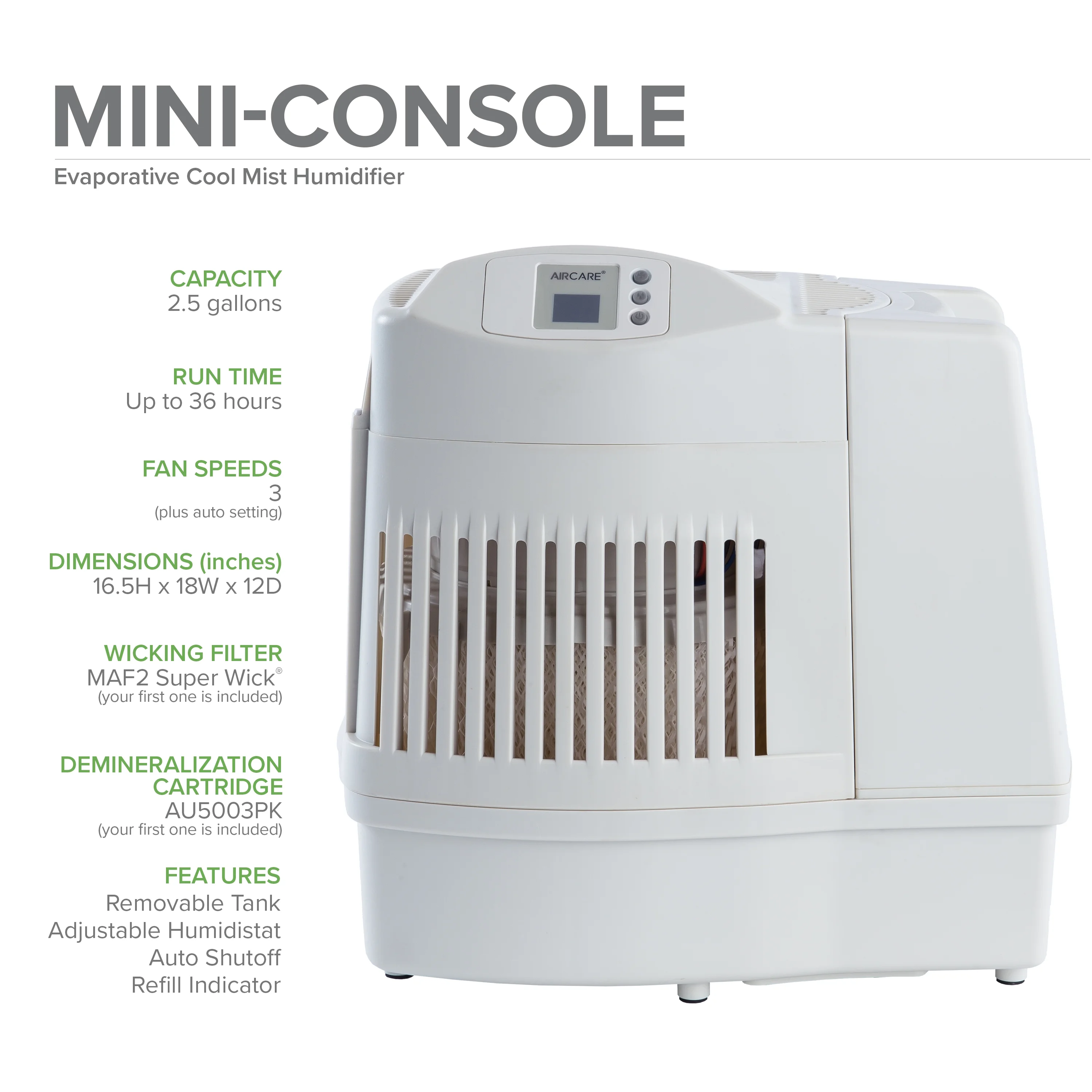 AIRCARE MA0800 Whole-House Console-Style Evaporative Humidifier, White