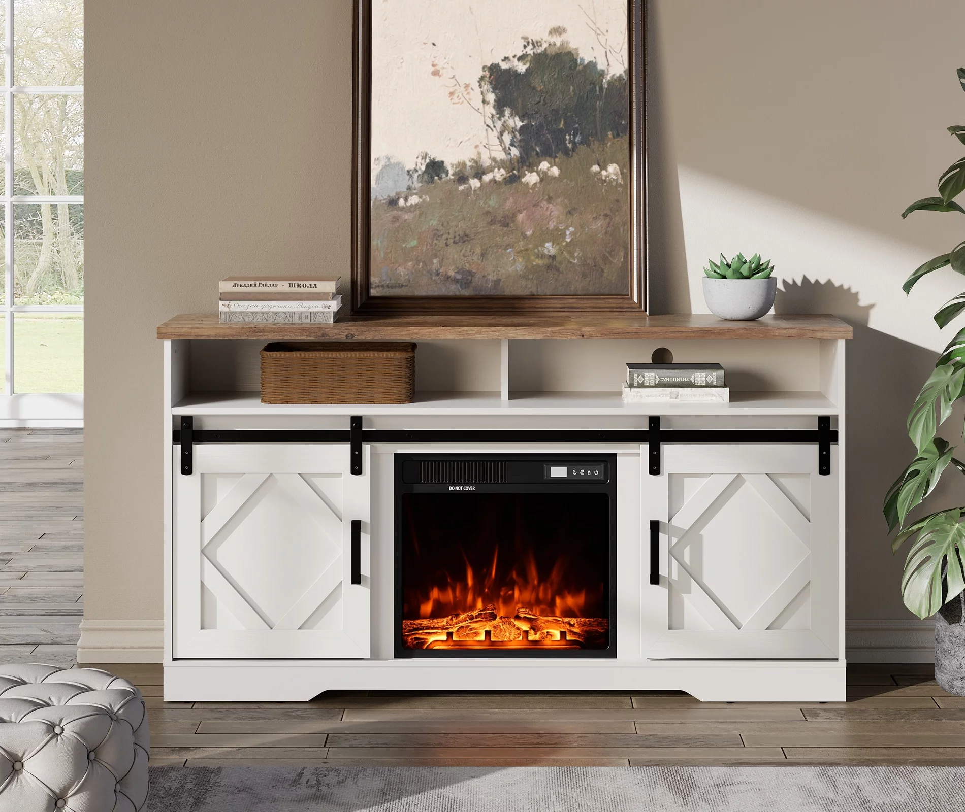 Highboy Electric Fireplace TV Stand Entertainment Center for TVs up to 65