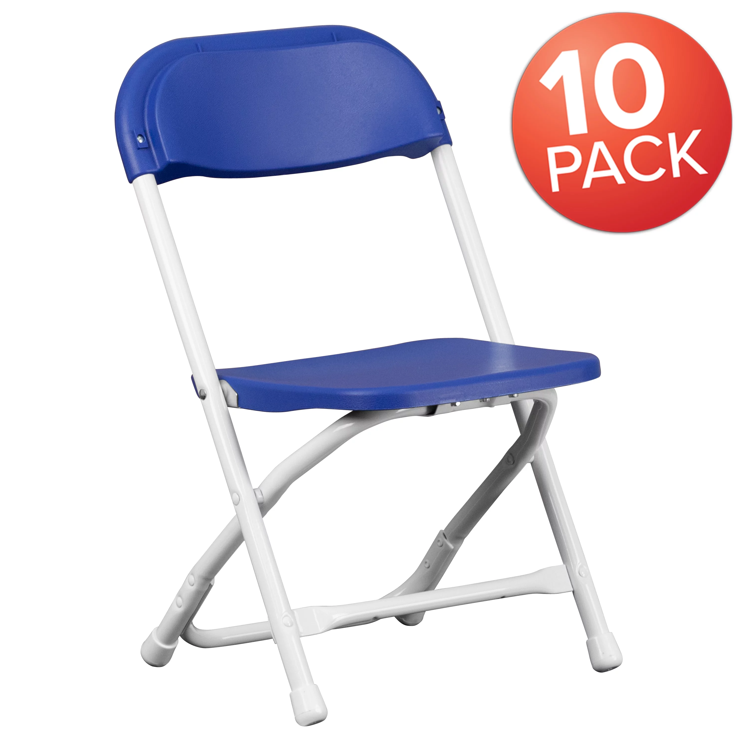 BizChair 10 Pack Kids Blue Plastic Folding Chair
