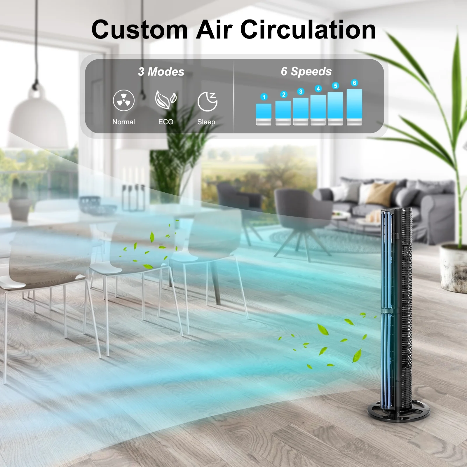 Homlixry Tower Fan, 40 Inch Bladeless Fan, 60�� Oscillating Fan, Quiet Floor Fan, w/ Aromatherapy Diffuser, 15H Timer, Standing Fans for Home Living Room Office