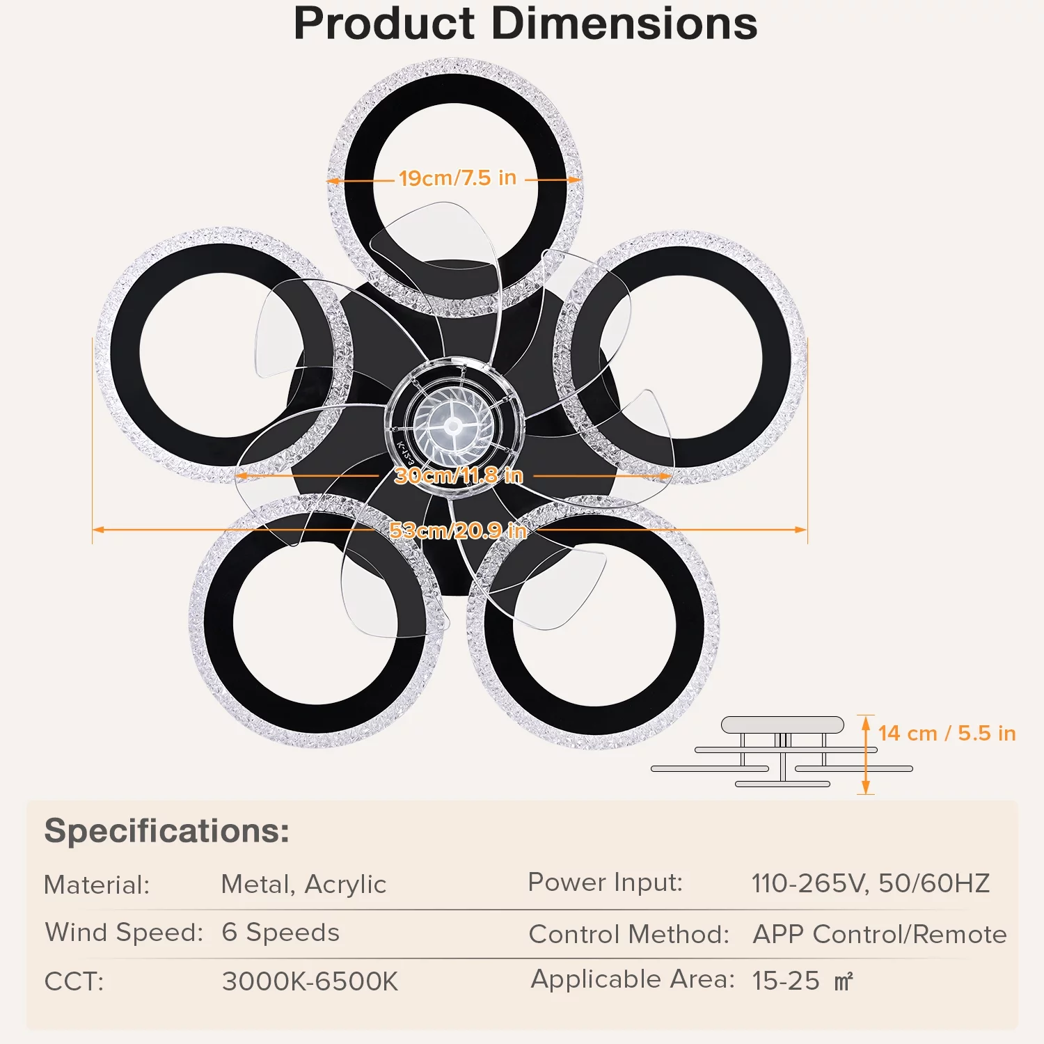 Ceiling Fan Light and Remote FIMEI Ceiling Light with Fan 7 Blades 3 Colors 6 Wind Levels for Bedroom, Kitchen, Bathroom
