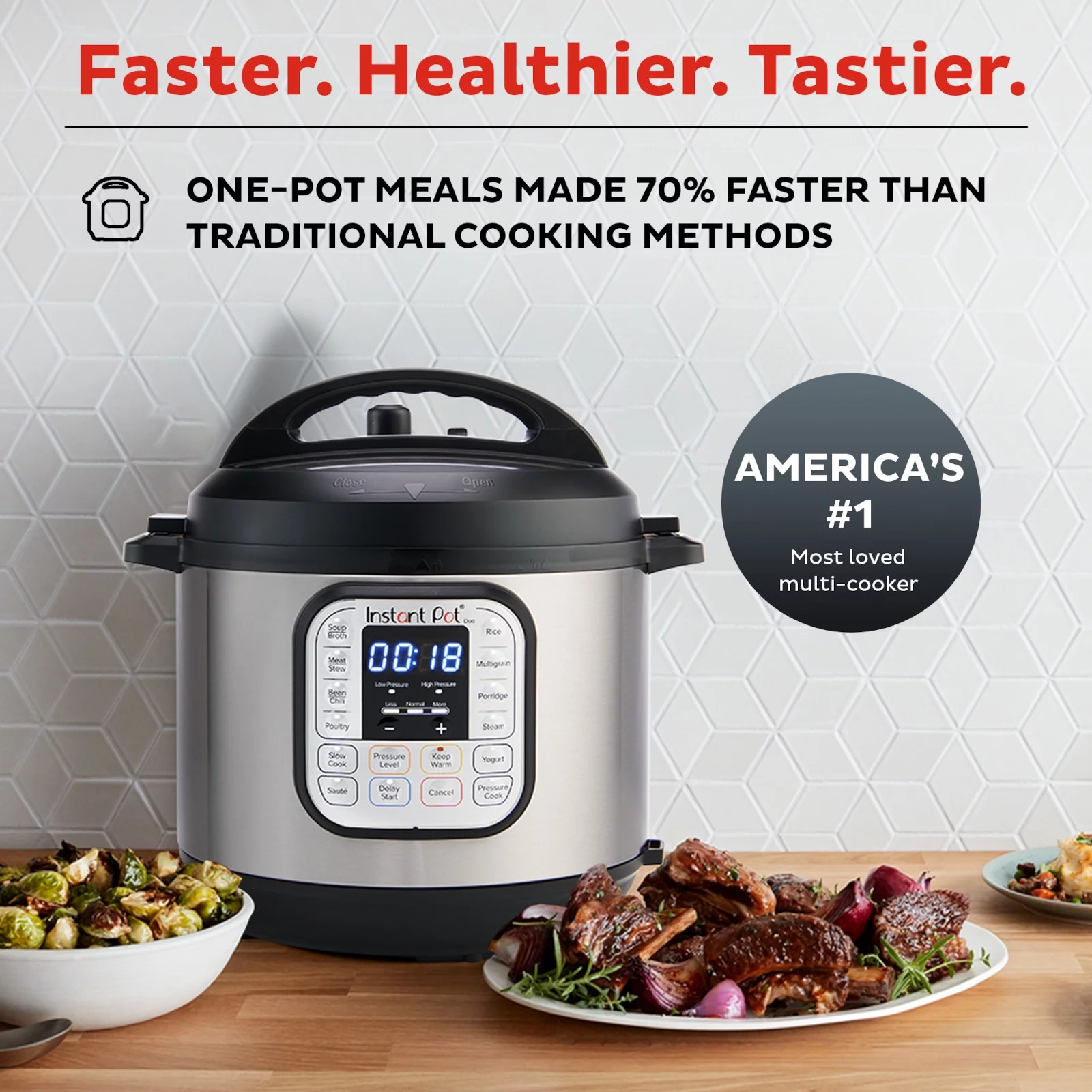 Instant Pot Duo 6 Qt Electric Pressure Cooker 7-in-1 with Easy-Release Steam Switch, Slow Cooker, Rice Cooker, Steamer and More