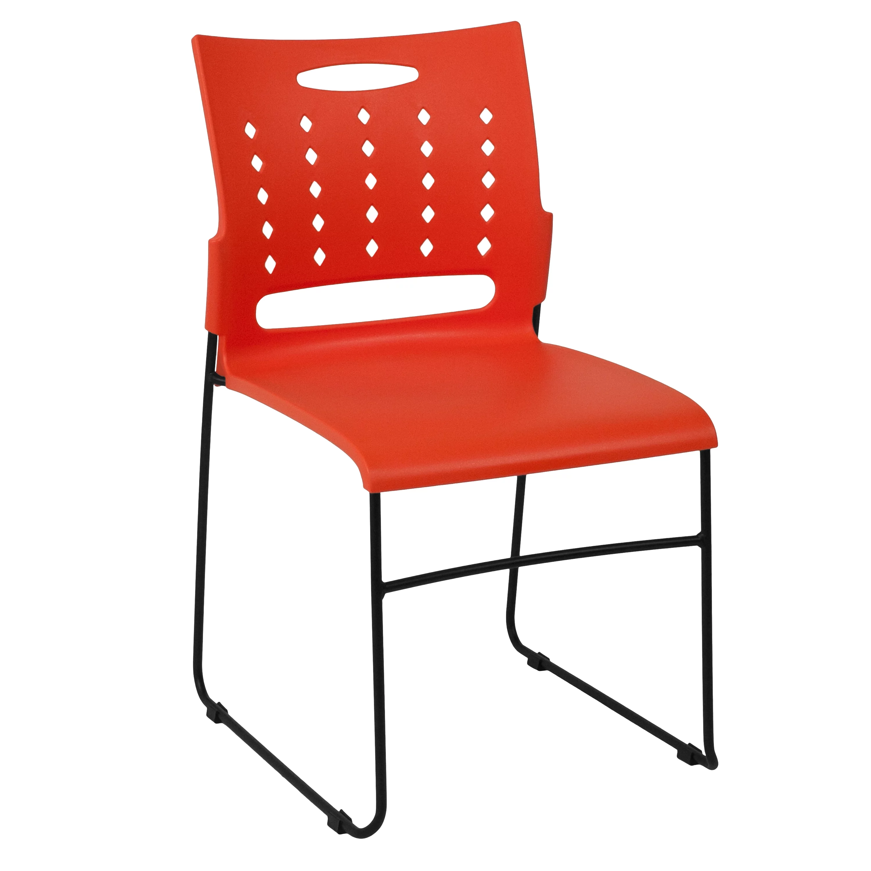Flash Furniture HERCULES Series 881 lb. Capacity Orange Sled Base Stack Chair with Air-Vent Back