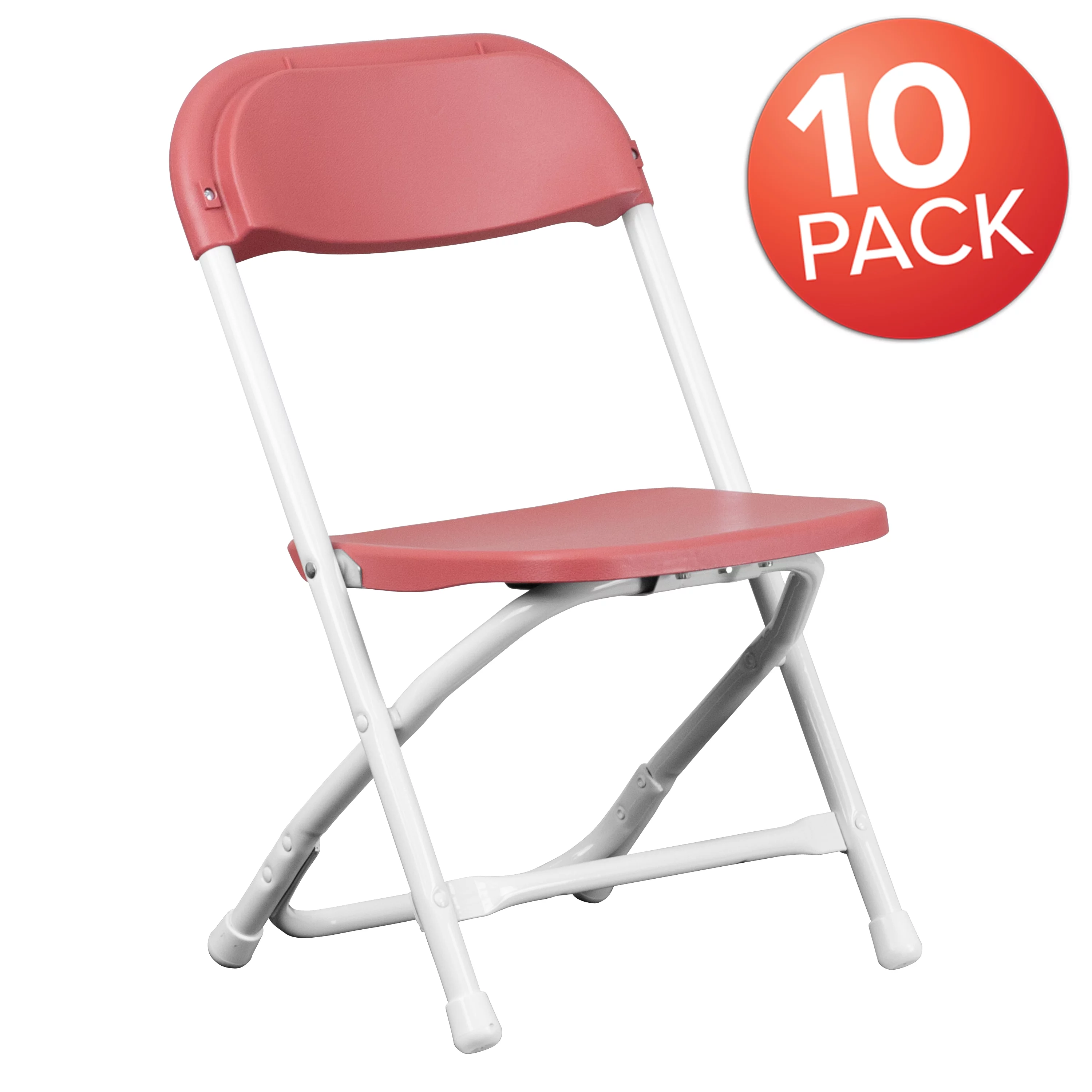 BizChair 10 Pack Kids Burgundy Plastic Folding Chair