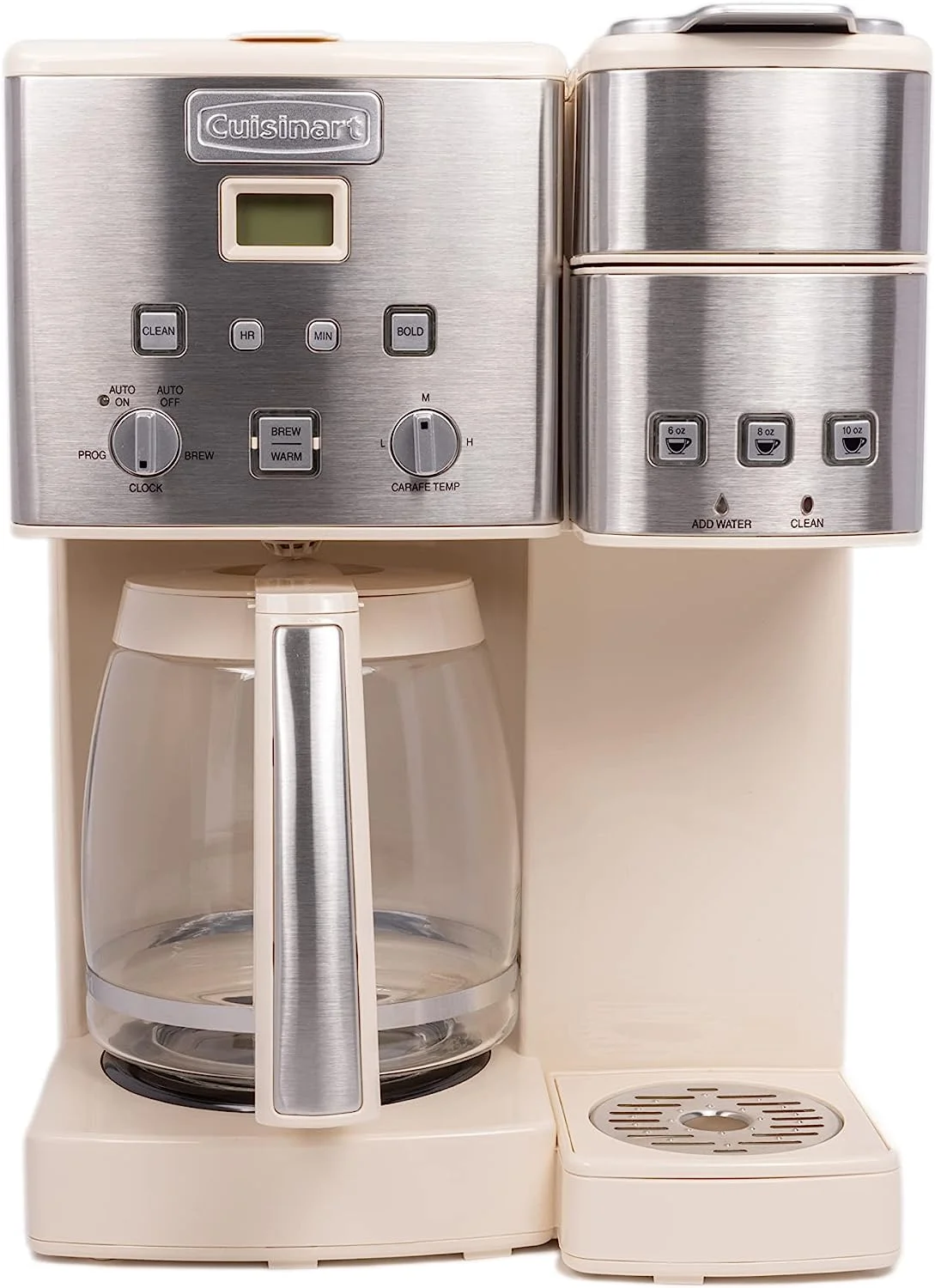 Cuisinart Single Serve + 12 Cup Coffee Maker, Offers 3-Sizes: 6-Ounces, 8-Ounces and 10-Ounces, Cream, SS-15P1CRM