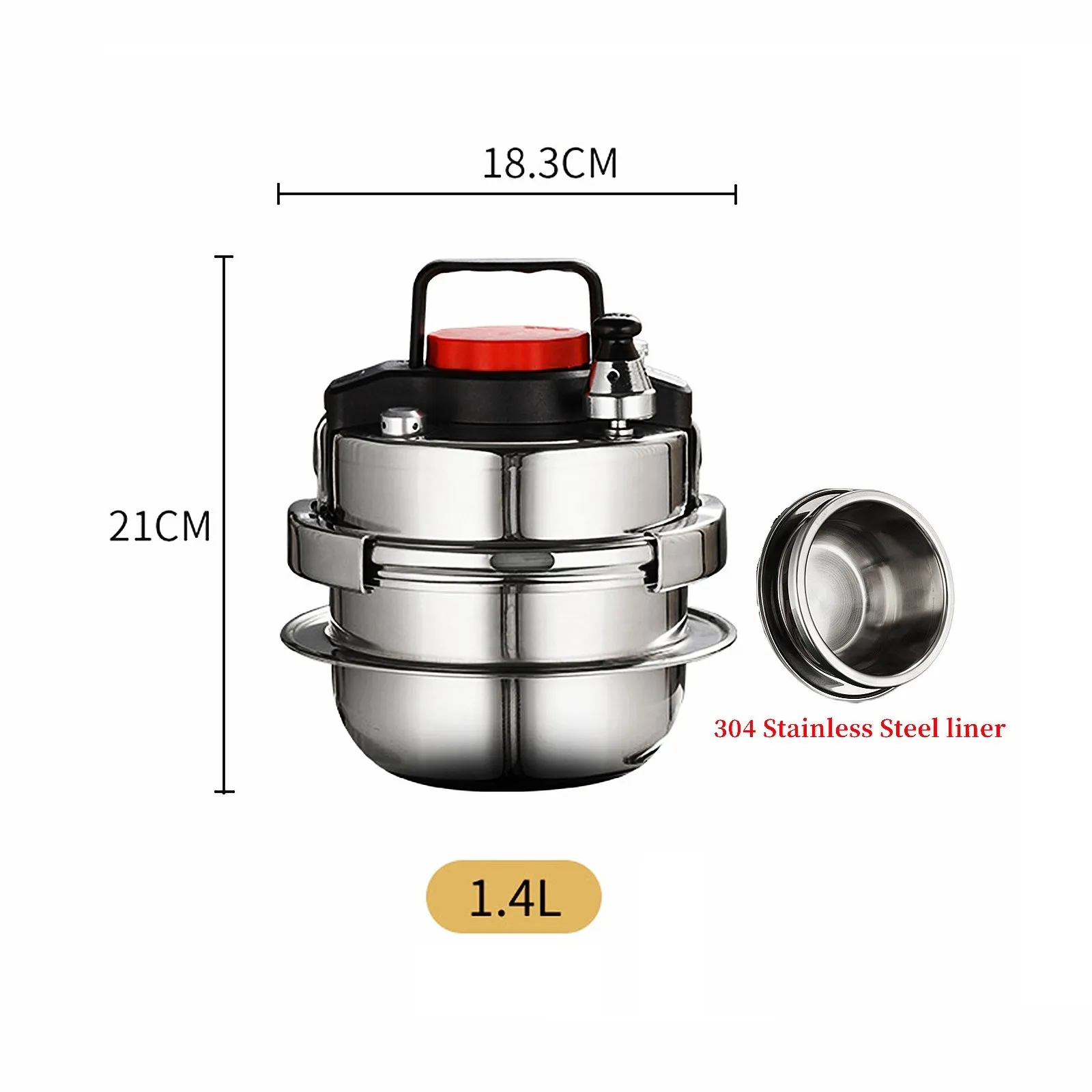 304 Stainless Steel Outdoor Camping Portable Micro Pressure Household Rice Cooker 1.4L Kitchen Cooking Tool Quick Cooking Pot