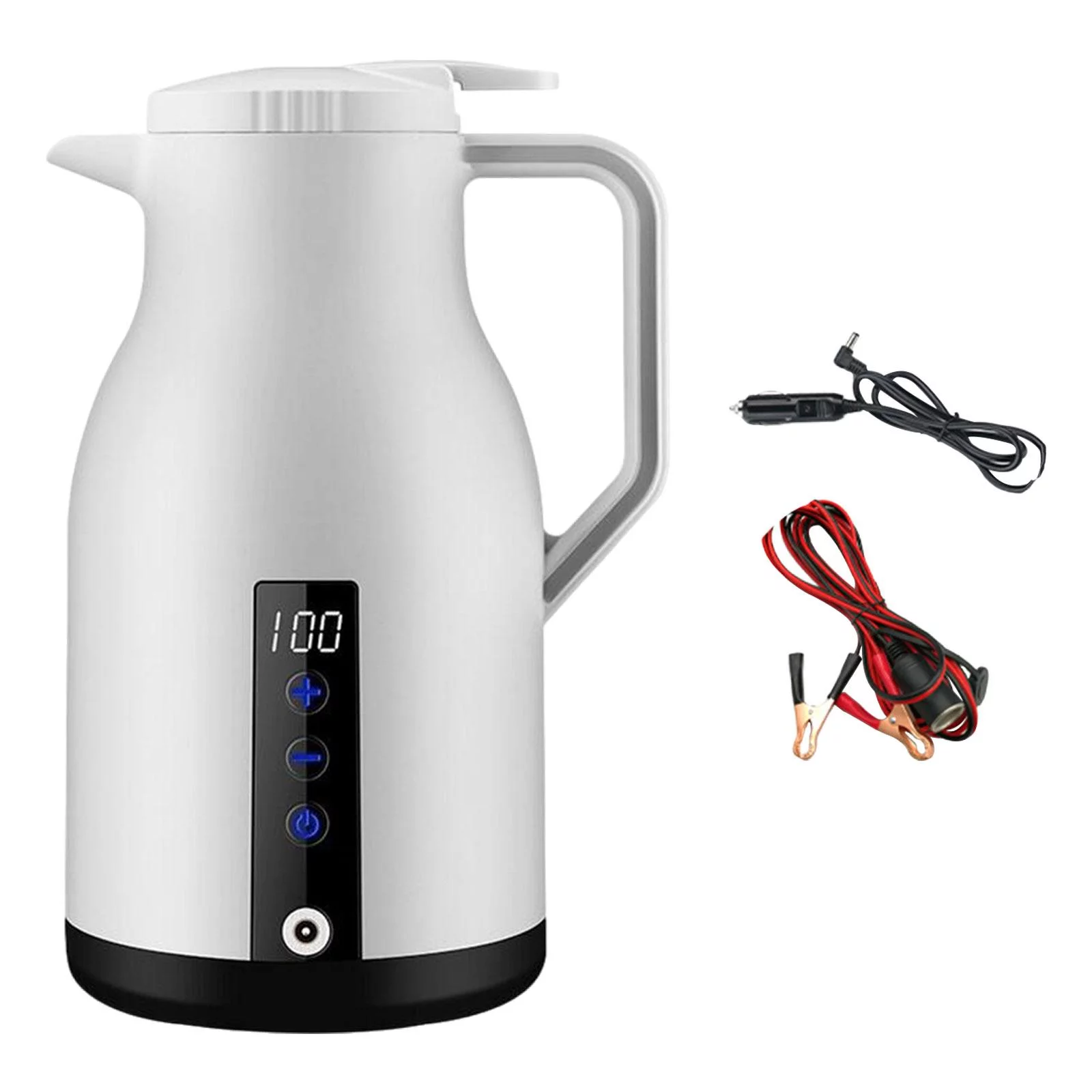 Heating Kettle, Boiling Hot Water Kettle, Fast Heating Water Heating Bottle Portable Electric Car Kettle, Water Heating Bottle, for Tea Milk White Without Base