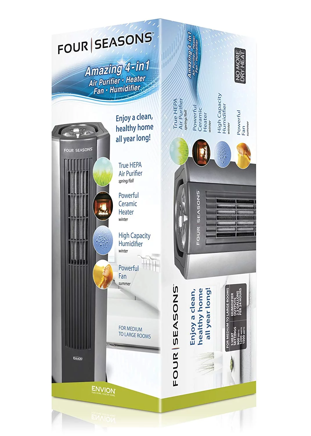 Open Box Envion Large Room 4 in 1 Air Purifier, Heater, Fan, and Humidifier