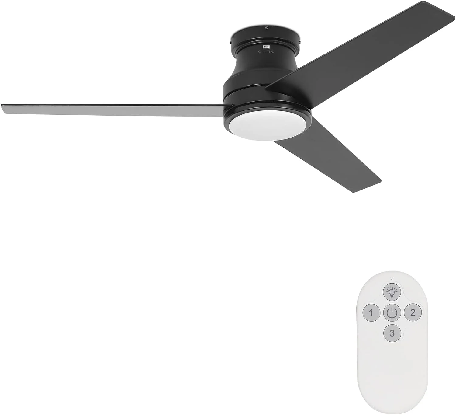 hykolity 52 inch Flush Mount Ceiling Fan with LED Lights(3000K/4000K/5000K) Remote Control, Noiseless Reversible Motor, Low Profile Ceiling Fan, 3 Speed, ETL, DOE, CEC Listed, Brushed Nickel