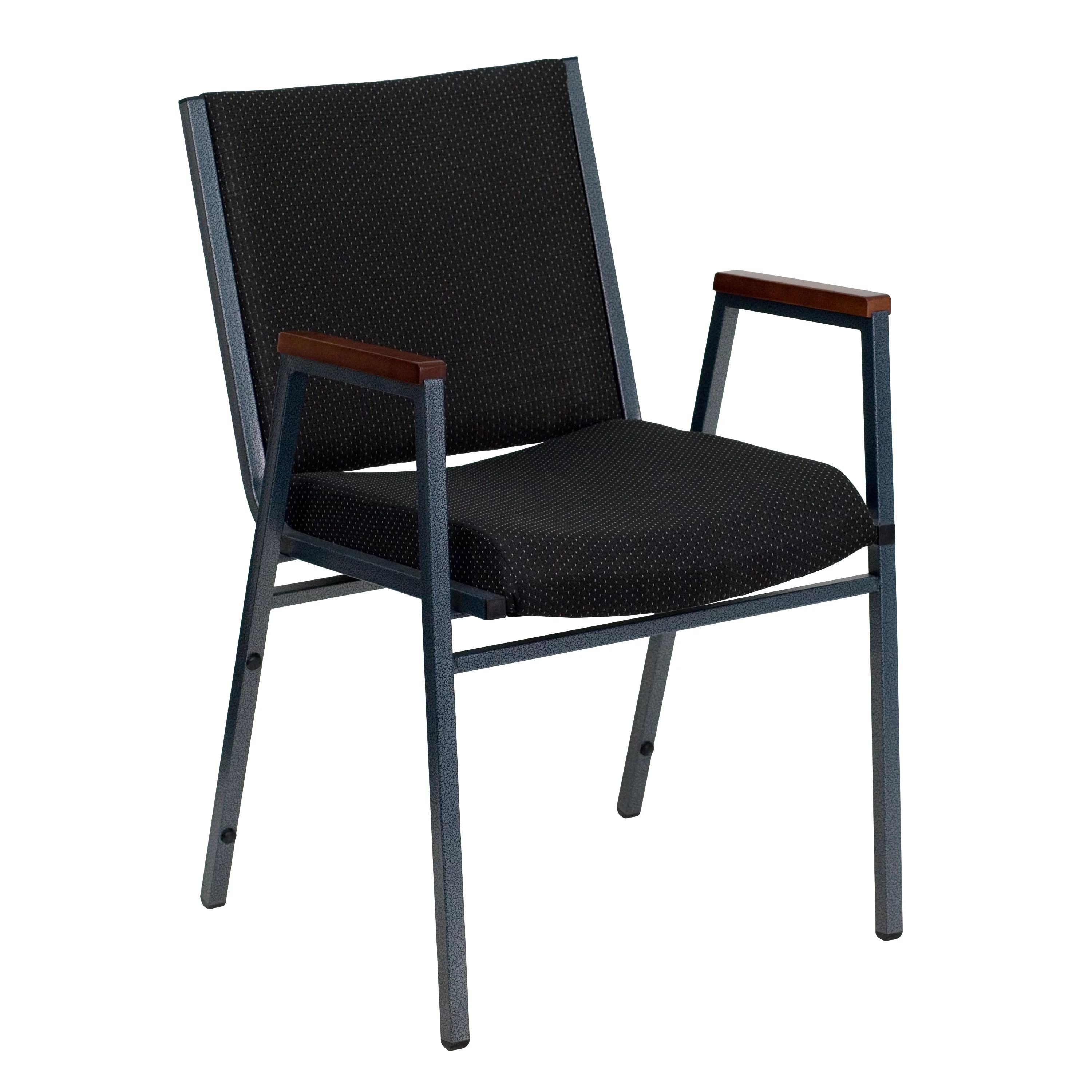 Emma + Oliver Heavy Duty Black Dot Fabric Stack Chair with Arms