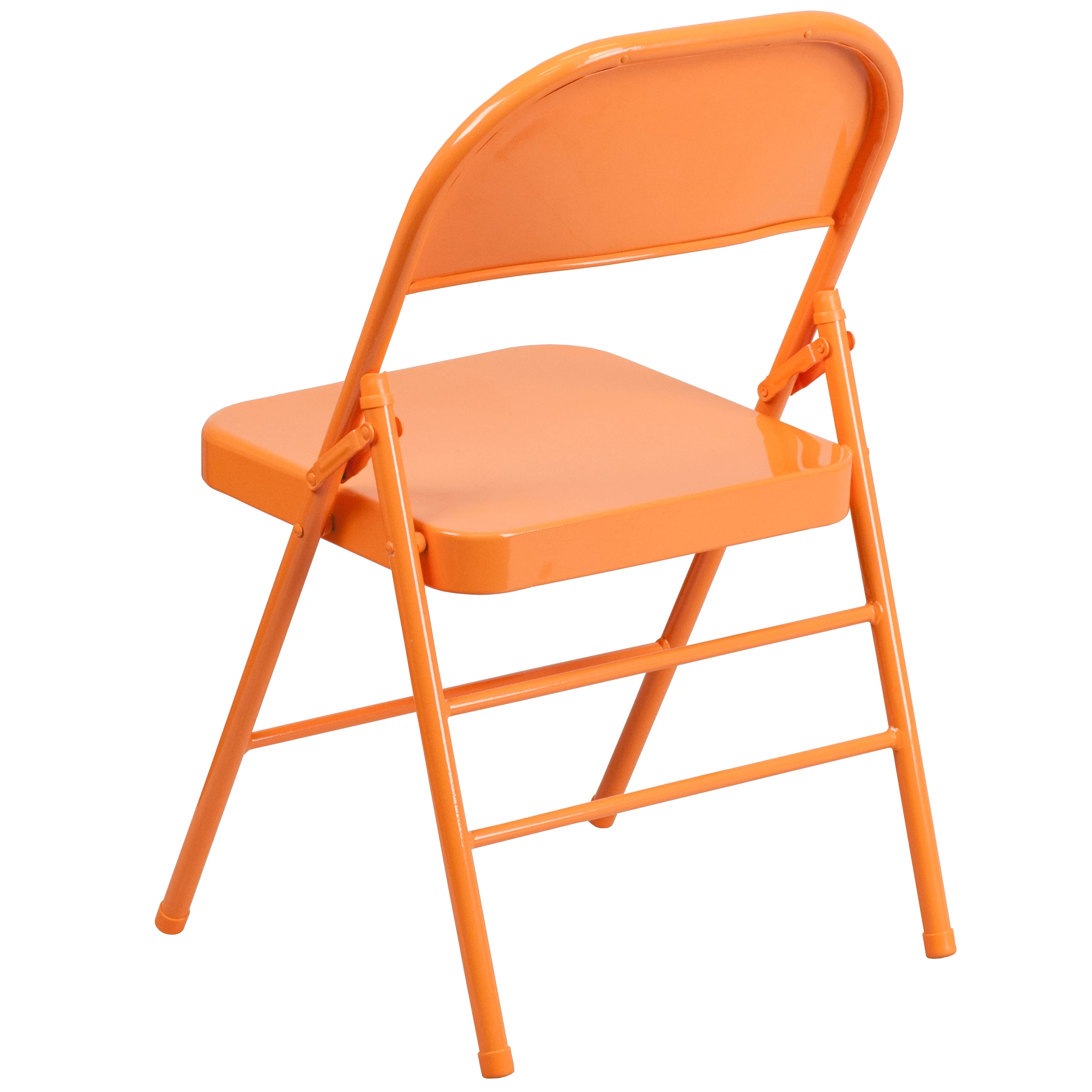 Flash Furniture 2 Pack HERCULES COLORBURST Series Orange Marmalade Triple Braced & Double Hinged Metal Folding Chair