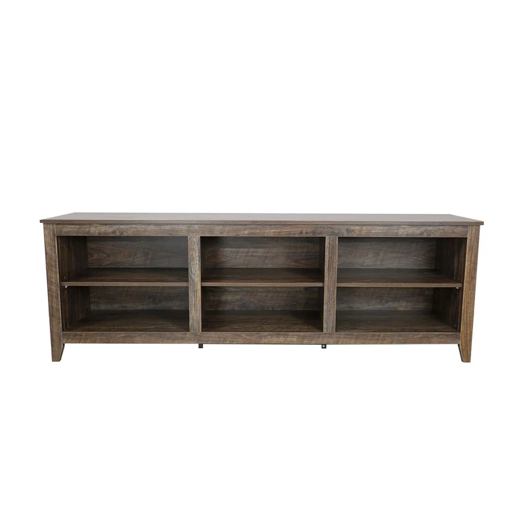 Hommoo 70'' Length TV Stand, Media Console with 6 Big Storage Compartment for TV up to 75,   Entertainment Center TV Table for Living Room, Brown