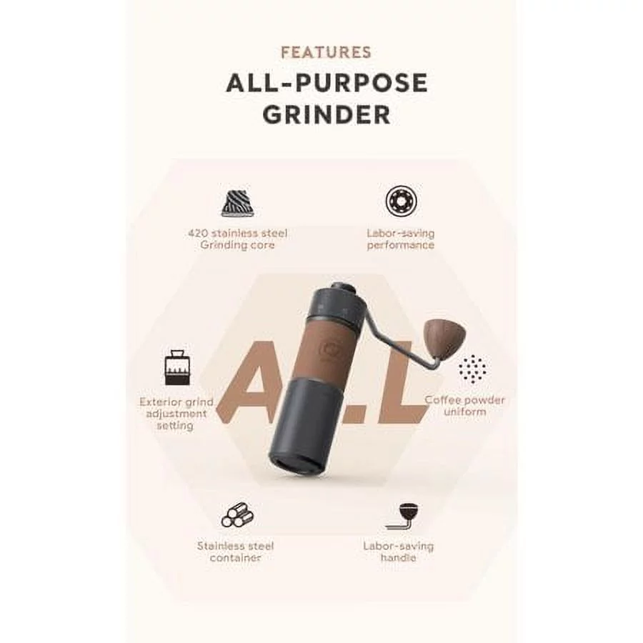 i Cafilas Manual Coffee Grinder 420 Stainless Steel 7 Blades,Black