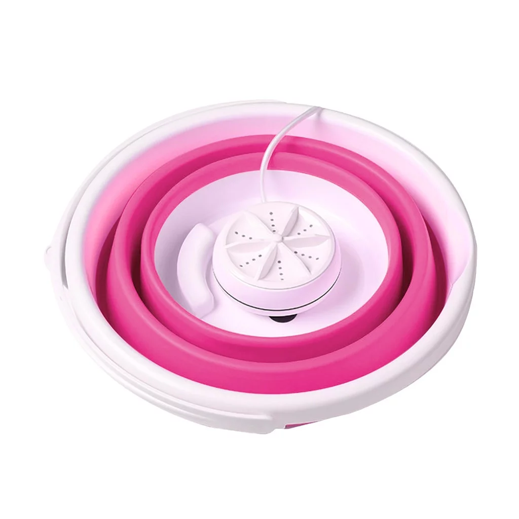 Kitchen Utensils Clearance Portable Mini Turbo Washing Machine With Foldable Usb Powered Laundry Washer Pink