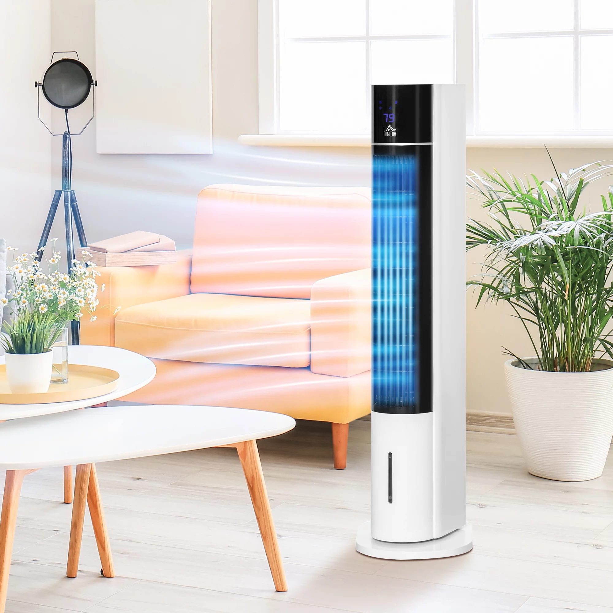 HOMCOM 42' Oscillating Evaporative Air Cooler for Home Office with Timer, 3-In-1 Ice Cooling Tower Fan Humidifier with 3 Modes, 3 Speeds, LED Display and Remote Control