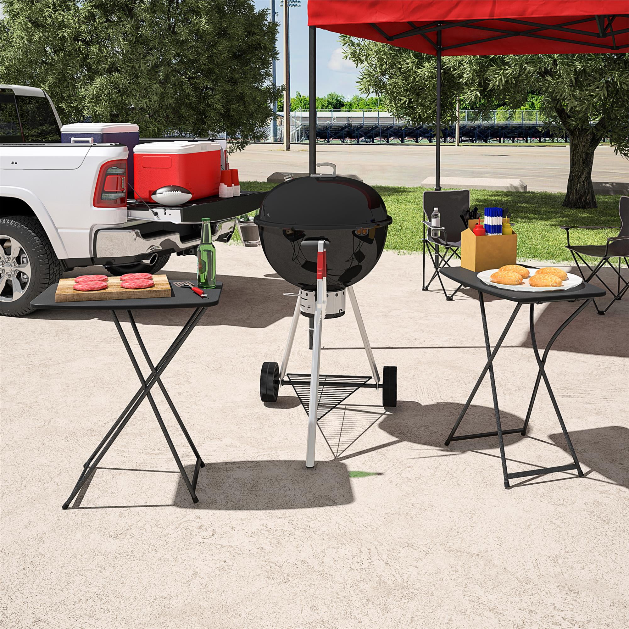 18' x 26' Indoor Outdoor Adjustable Height Personal Folding Table, Black, 2 pack