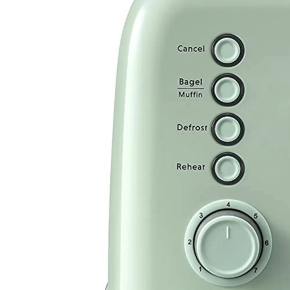 BUYDEEM Stylish Toaster, Extra Wide Slots, Retro Stainless Steel with High Lift Lever, Bagel and Muffin Function, Removal Crumb Tray, 7-Shade Settings (Cozy Greenish, 2-Slice)
