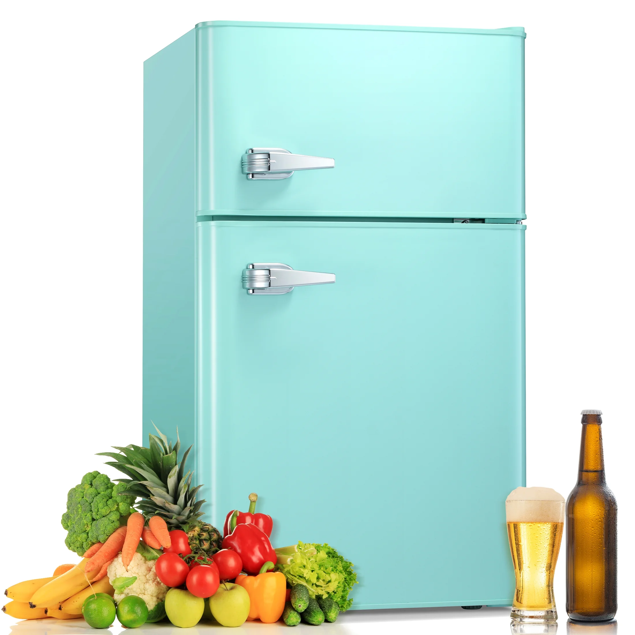 Auseo 3.1 Cu.Ft Mini Fridge 2 Door, Small Fridge 115 Volt/60 Hz, Low Noise Mini Refrigerator with Adjustable Temperature, Removable Shelves, Suitable for Home/Kitchen/Office/Dorm/Apt-Black