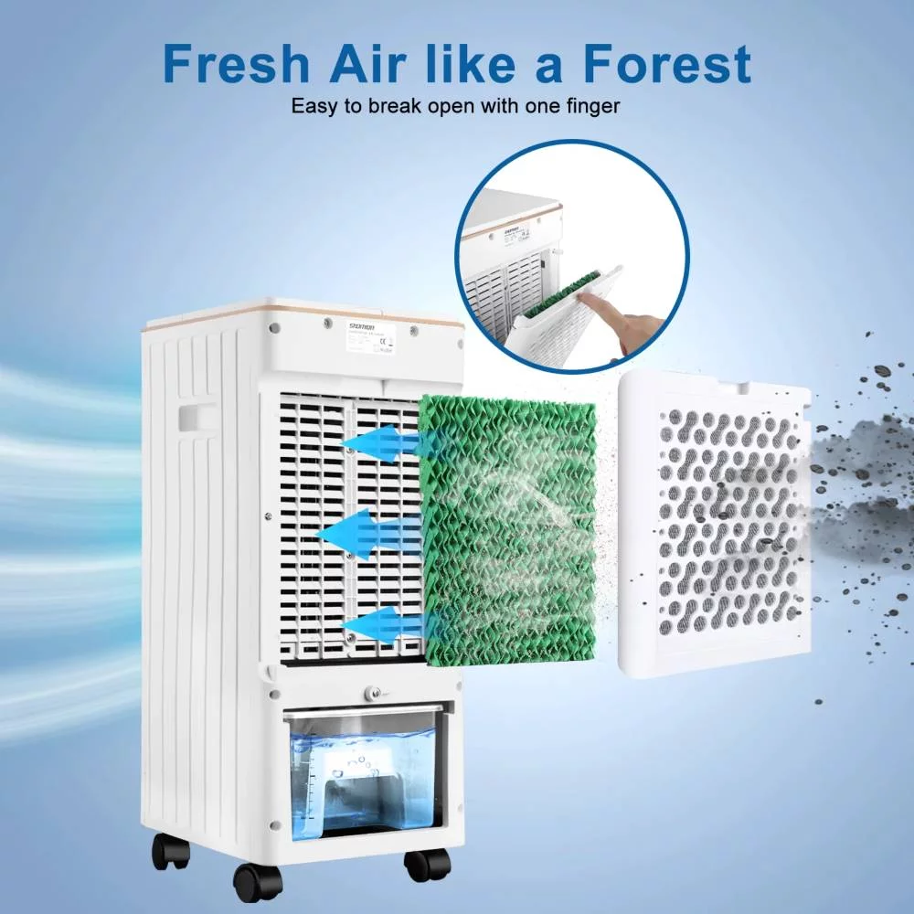 Clearance! Evaporative Air Cooler, Portable Cooling Fan with 75�� Oscillating, Humidifying, 1.58Gal Water Tank, 4 Ice Packs, Remote Control, 3 Speeds, 12H Timer, Personal Swamp Cooler for Room Home Off