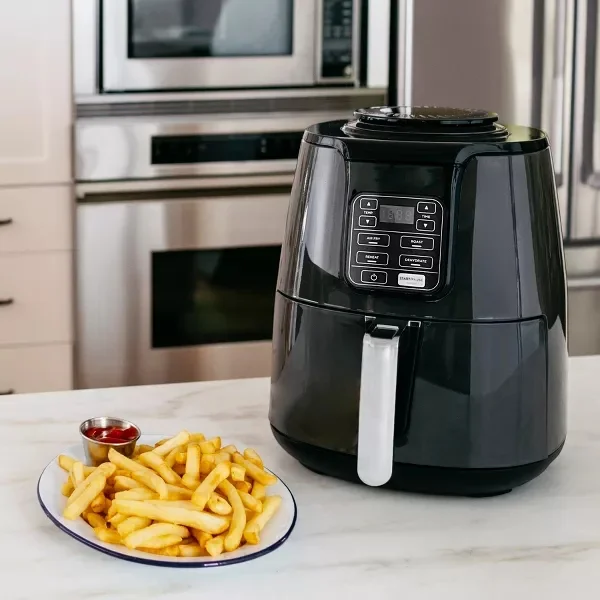 JAL 4-Quart Air Fryer, Ceramic Coated Non-Stick Basket - Black