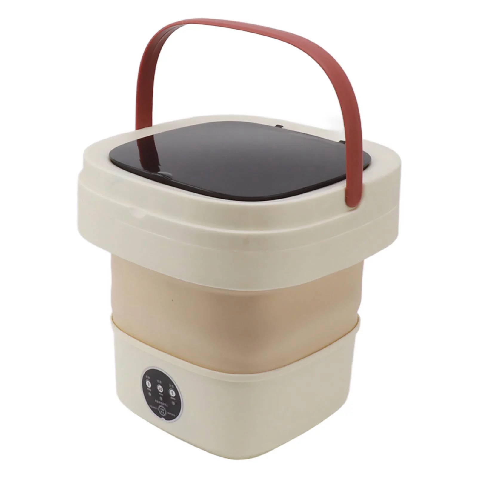 6L Mini Portable Bucket Washer Foldable Automatic Mini Clothes Washer with Soft Spin Dry 100?240V Milk Coffee Color EU Plug