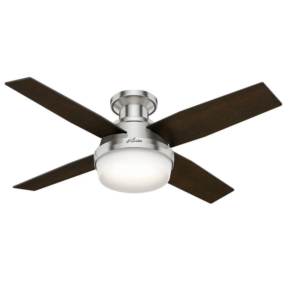 Hunter 44' Dempsey Brushed Nickel Ceiling Fan with Light Kit and Remote