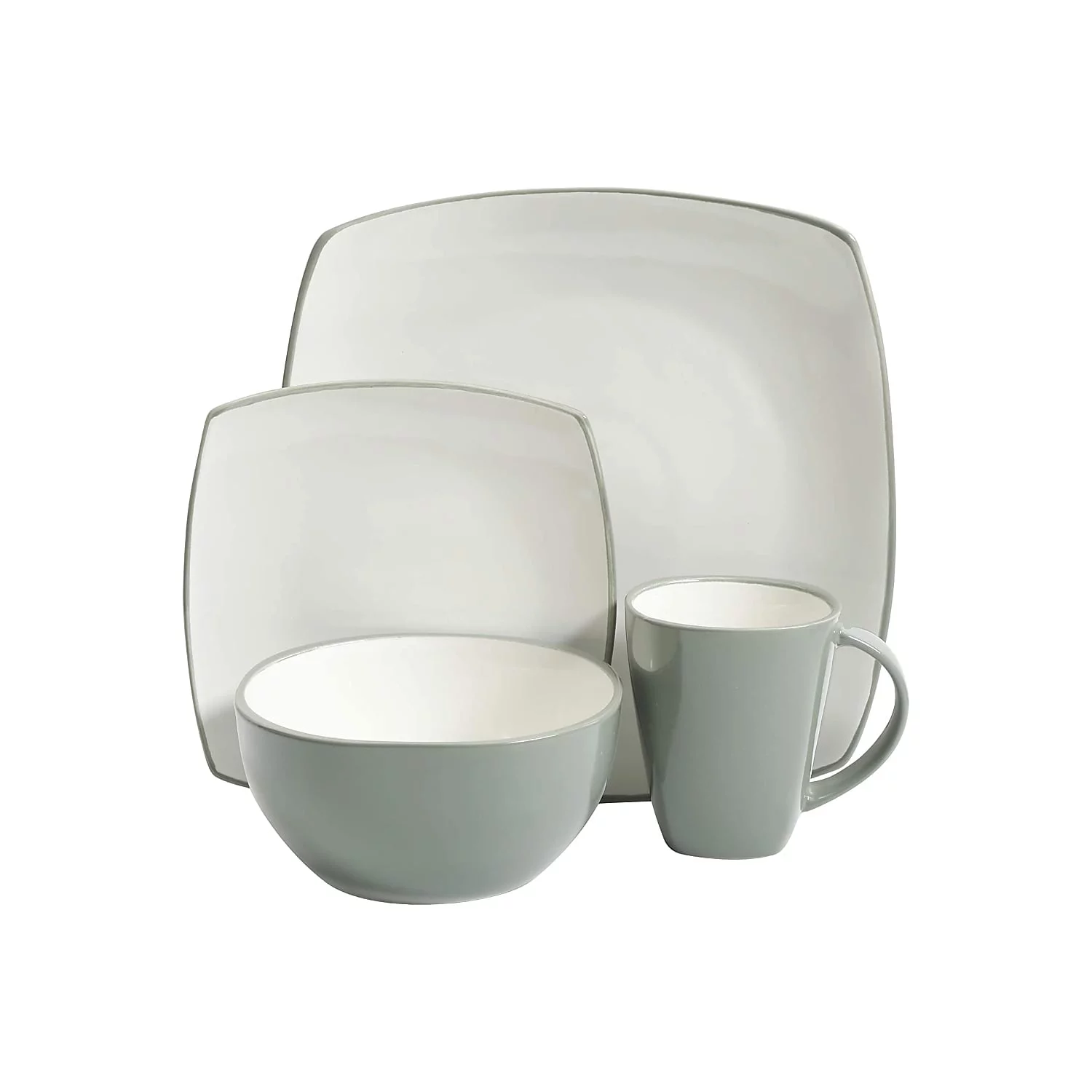Gibson Soho Lounge Square 16-Piece Dinnerware Set - Celadon