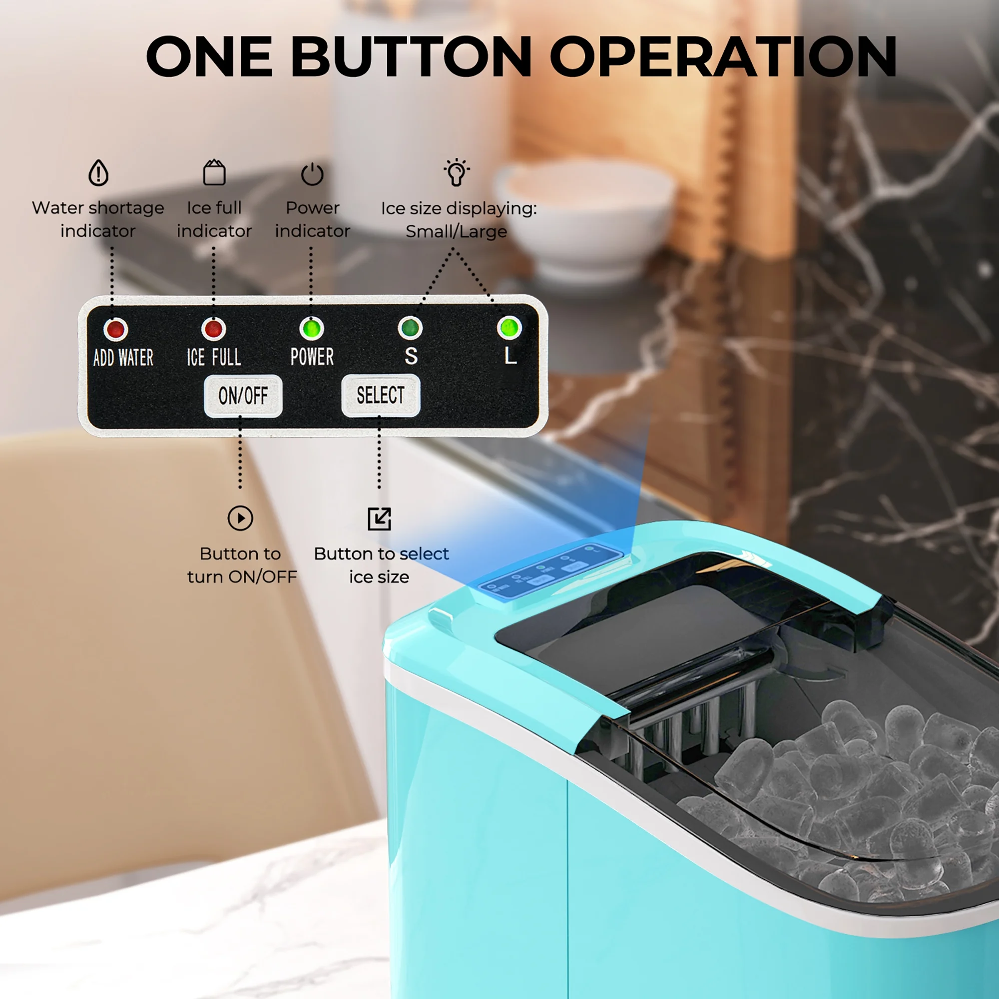Costway Ice Maker Machine Countertop Automatic Ice Maker 27 LBS/24 Hrs w/ Scoop & Basket Green
