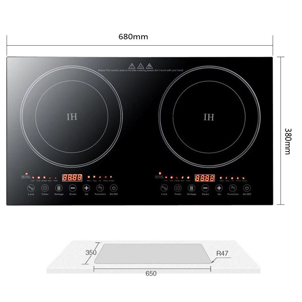 2400W 110V Electric Built in Dual Induction Cooker Cooktop Countertop 2 Burners
