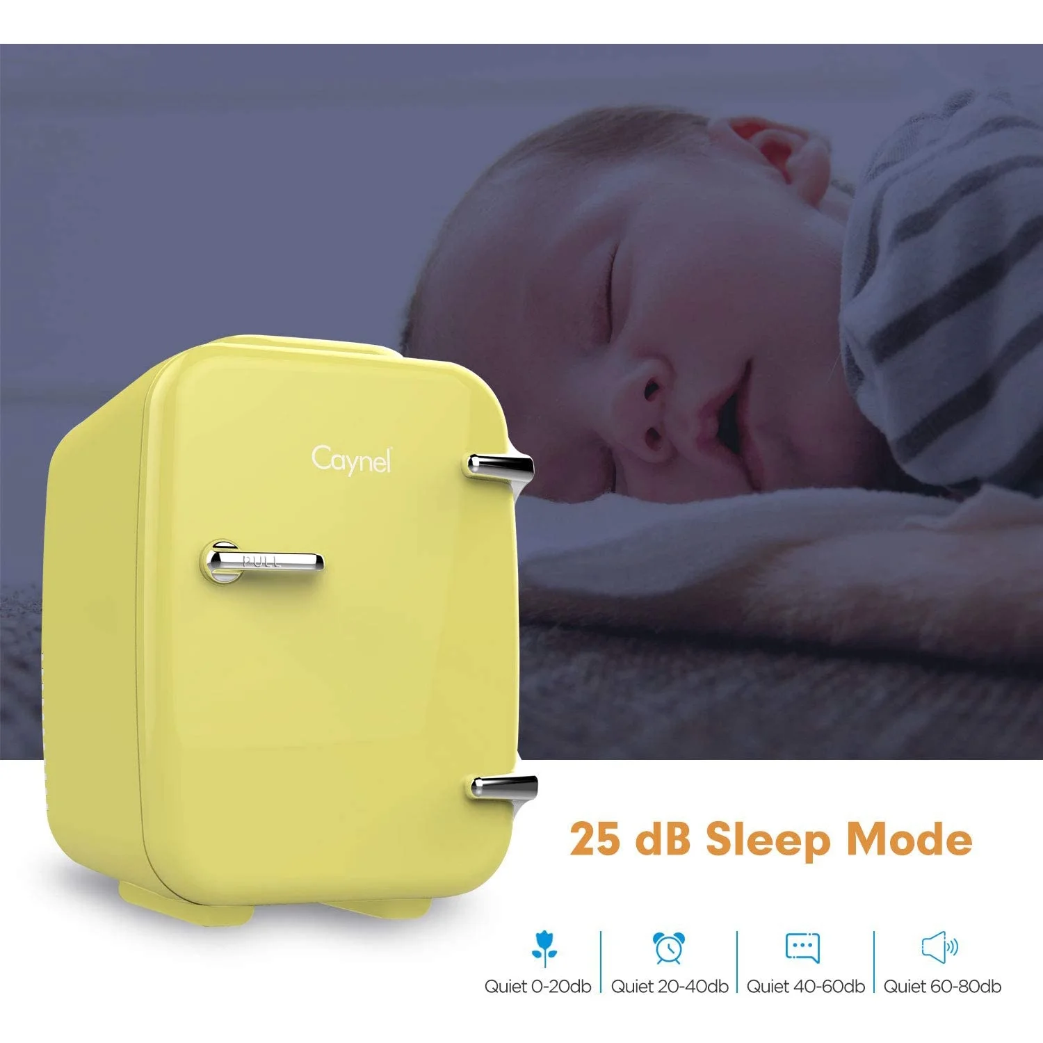 Caynel Portable Thermoelectric 4 Liter Mini Fridge, Yellow