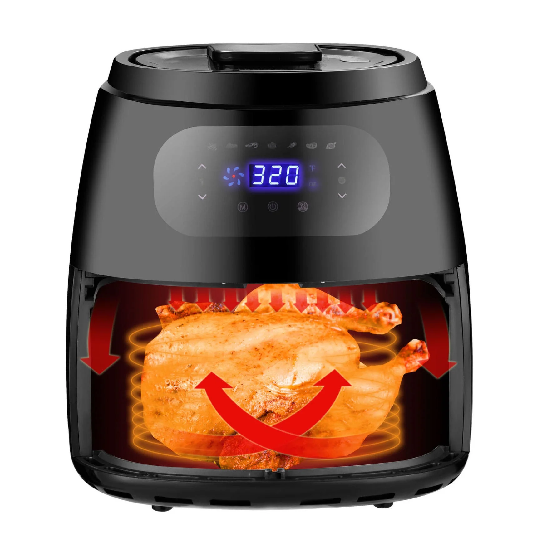 7.6QT Air Fryer Capacity Expansion Rack Cake Pan 1700W Digital Screen Cook Well