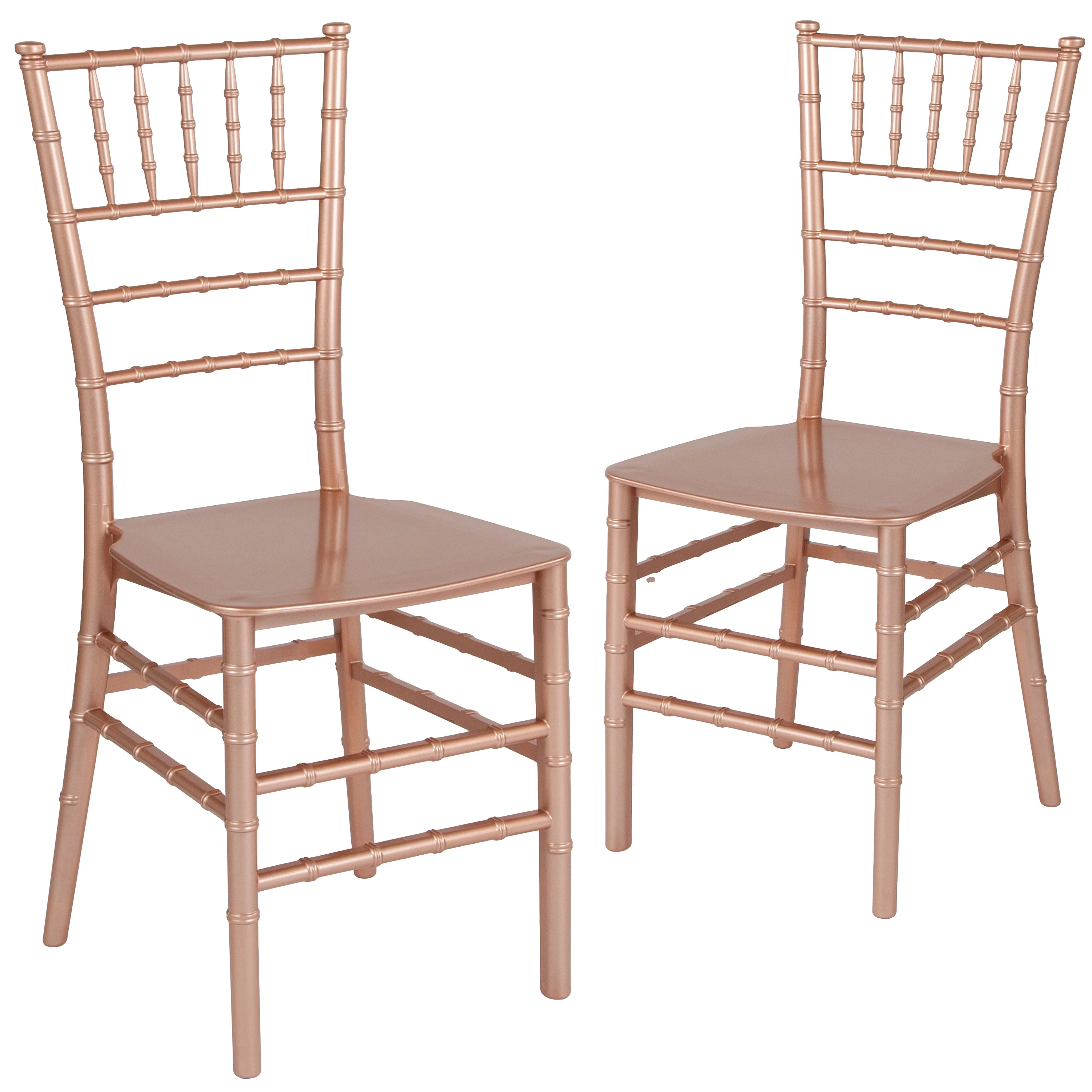 Flash Furniture 2 Pk. HERCULES Series Rose Gold Resin Stacking Chiavari Chair