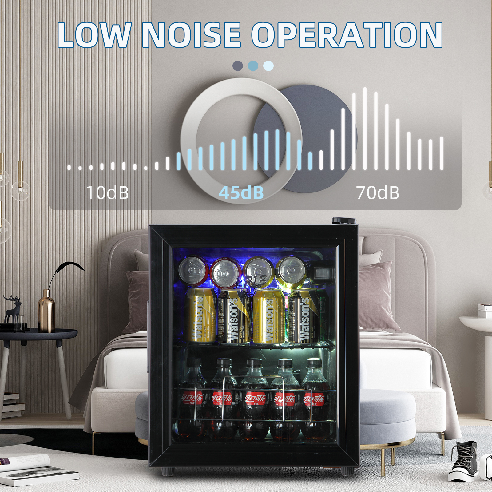 KRIB BLING Beverage Refrigerator and Cooler for 80 Cans, Mini Refrigerator with Wire Adjustable Shelving, Small Drink Dispenser Machine for Soda, Water, Beer, Wine for Dorm, Office, Bar