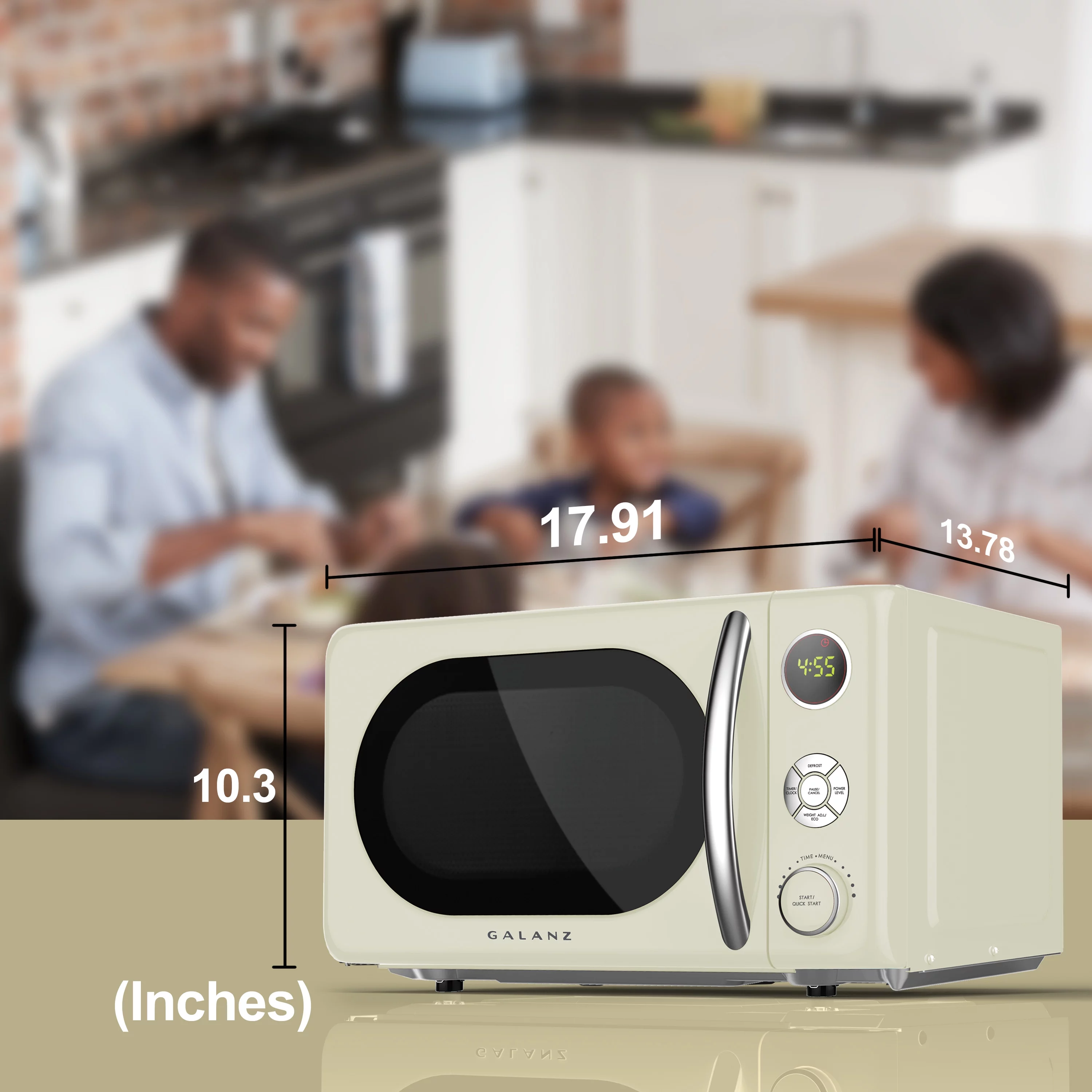Galanz 0.7 Cu ft Retro Countertop Microwave Oven, 700 Watts, Cream, New