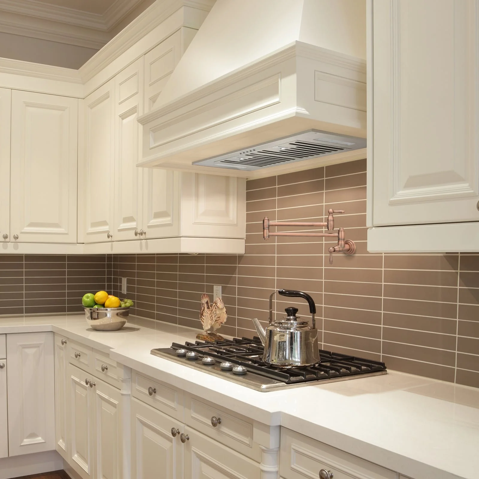 Akicon Range Hood Insert/Built-in30/ 36 inch,Ultra Quiet Powelful Vent Hood with LED Lights, 3 Speeds 600 CFM, Stainless Steel - Warm Bright 36inch