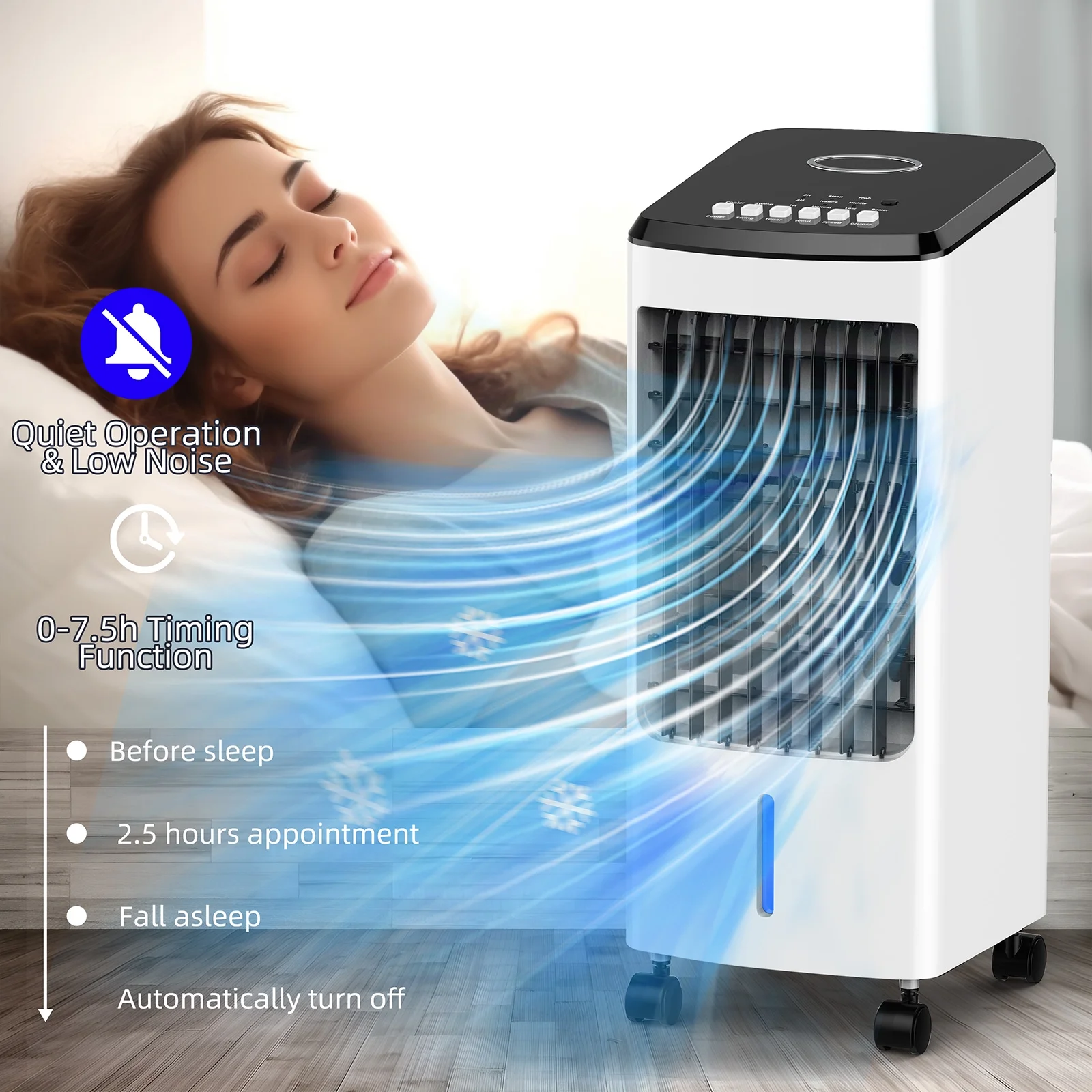 3-IN-1 Evaporative Air Cooler, Portable Fan/Humidifier/Cooling with Ice Box
