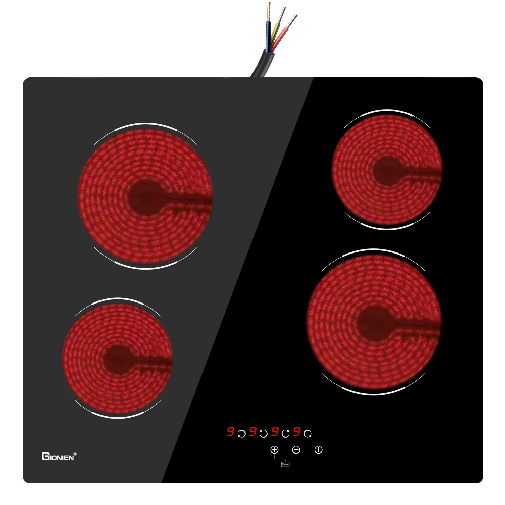 GIONIEN Electric Cooktop 4 Burner, 220V~240V Built-in 24' Ceramic Cooktop,6000W