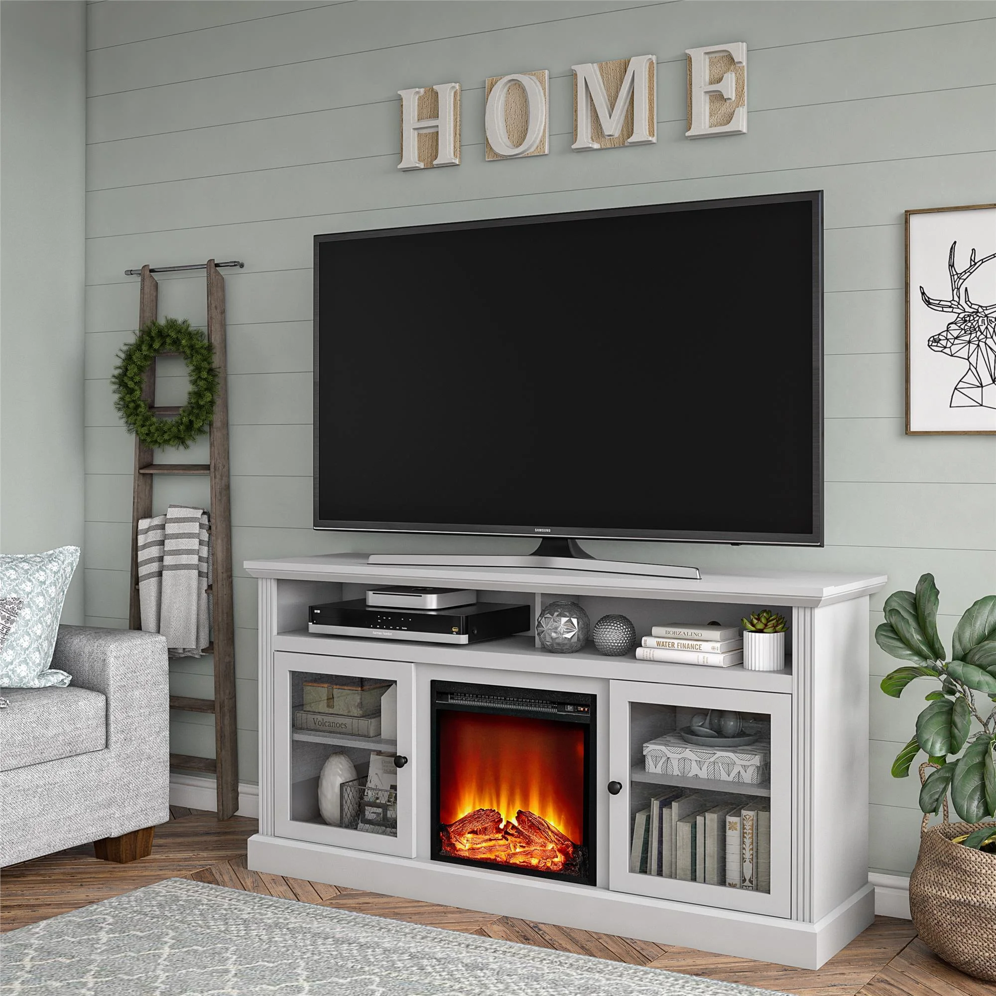 Ameriwood Home Leesburg Fireplace TV Stand for TVs up to 65